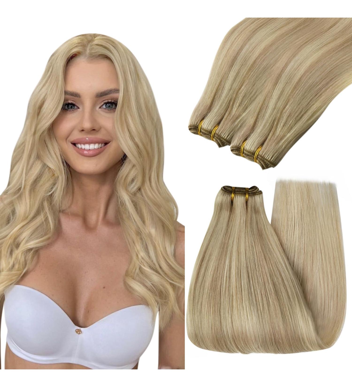 Youngsee Real Hair Tress - 45cm Blonde Weaving Extensions | Remy #16/22 | Quality Double Weft Hair Wefts for Effortless Styling - Buy Online on GoSupps.com