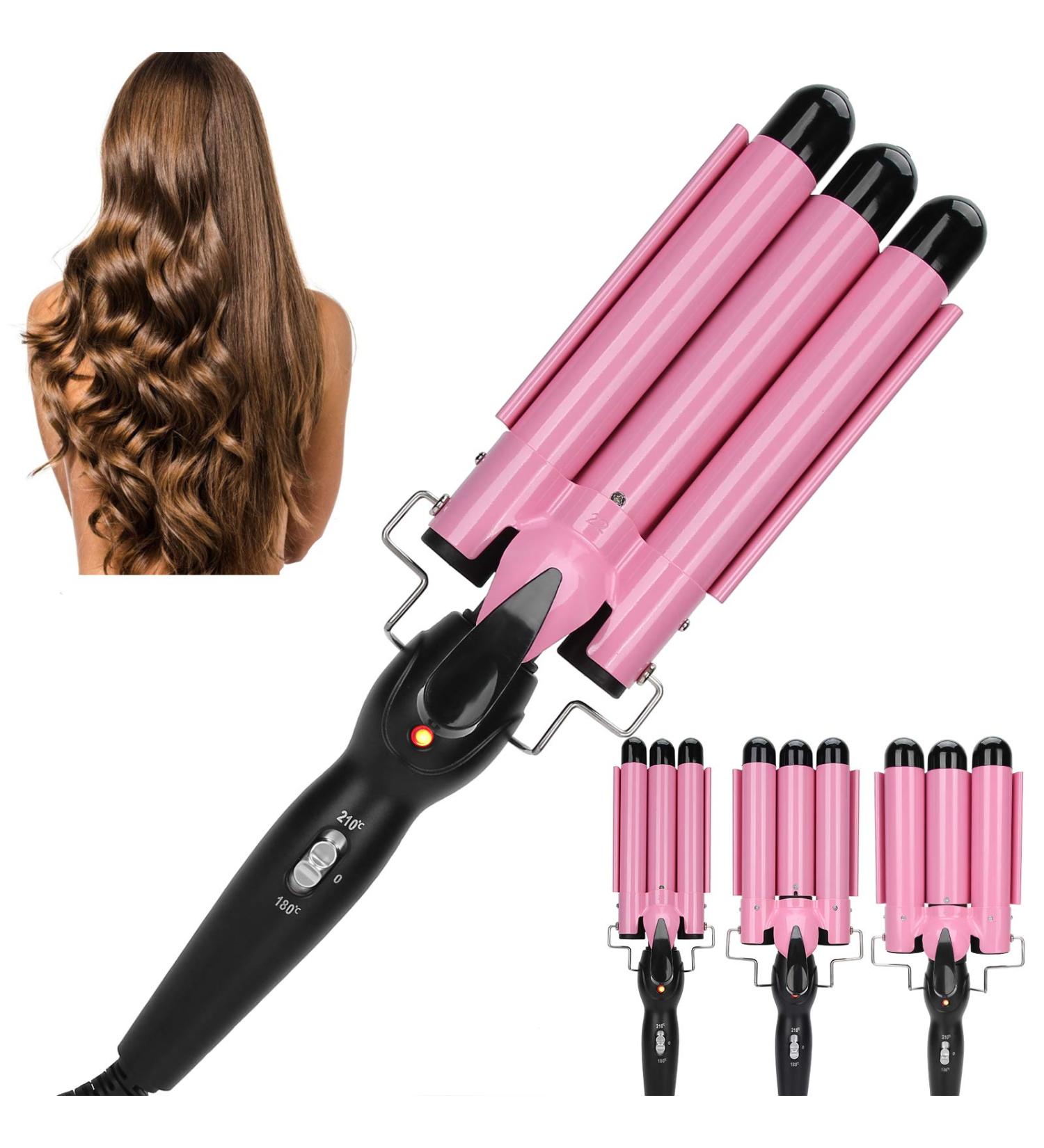 Three-Barrel Ceramic Jumbo Waver 1 Inch - Adjustable Hair Curling Iron & Crimper | International Shipping Available - Buy Online on GoSupps.com