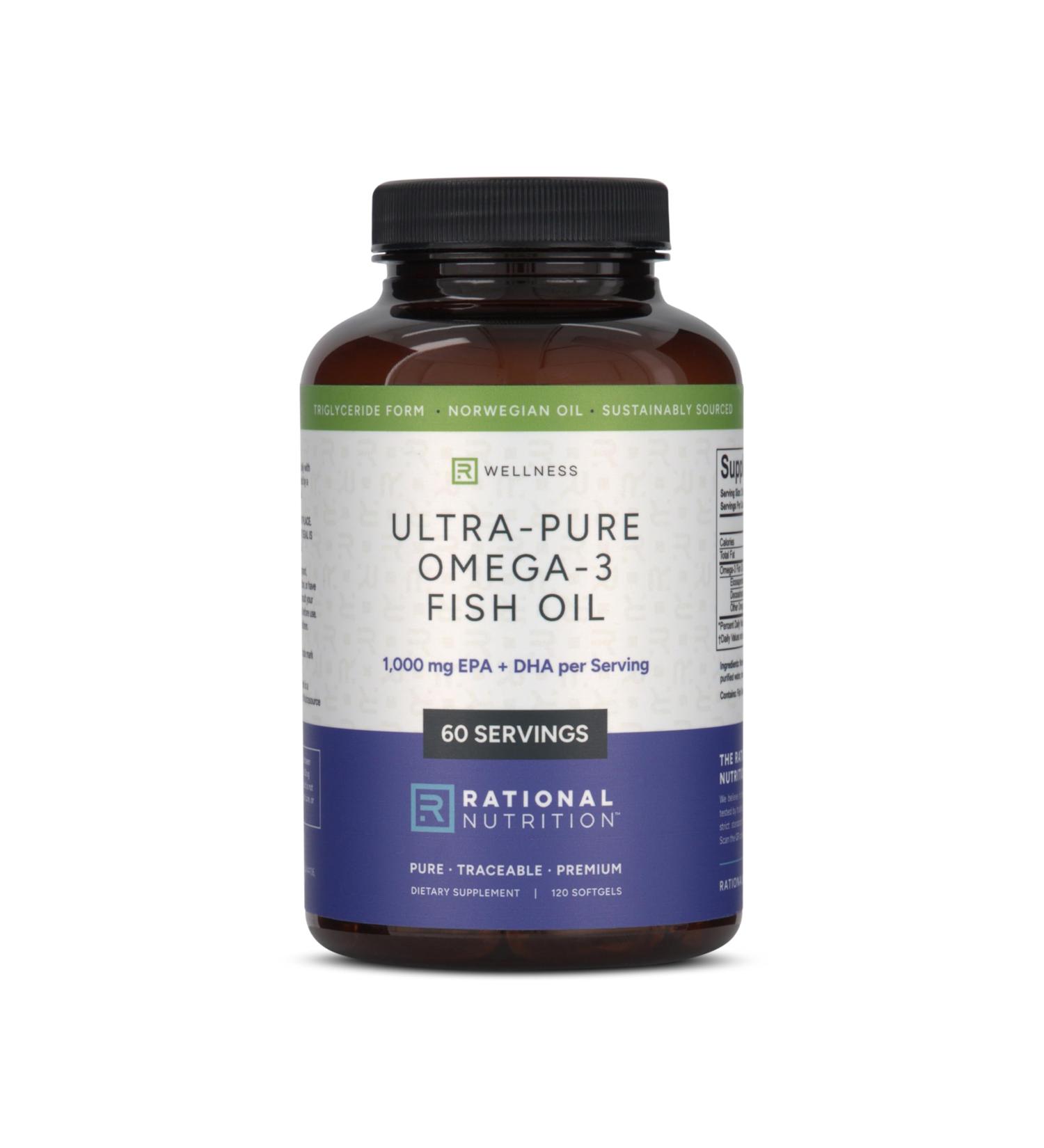 Rational Nutrition Norwegian Omega 3 Fish Oil Softgels, IFOS Certified, 1000mg EPA + DHA per Serving, EPAX rTG Triglyceride Form, Supports Heart, Brain & Joint Health for Men and Women - 120 Count - Buy Online on GoSupps.com
