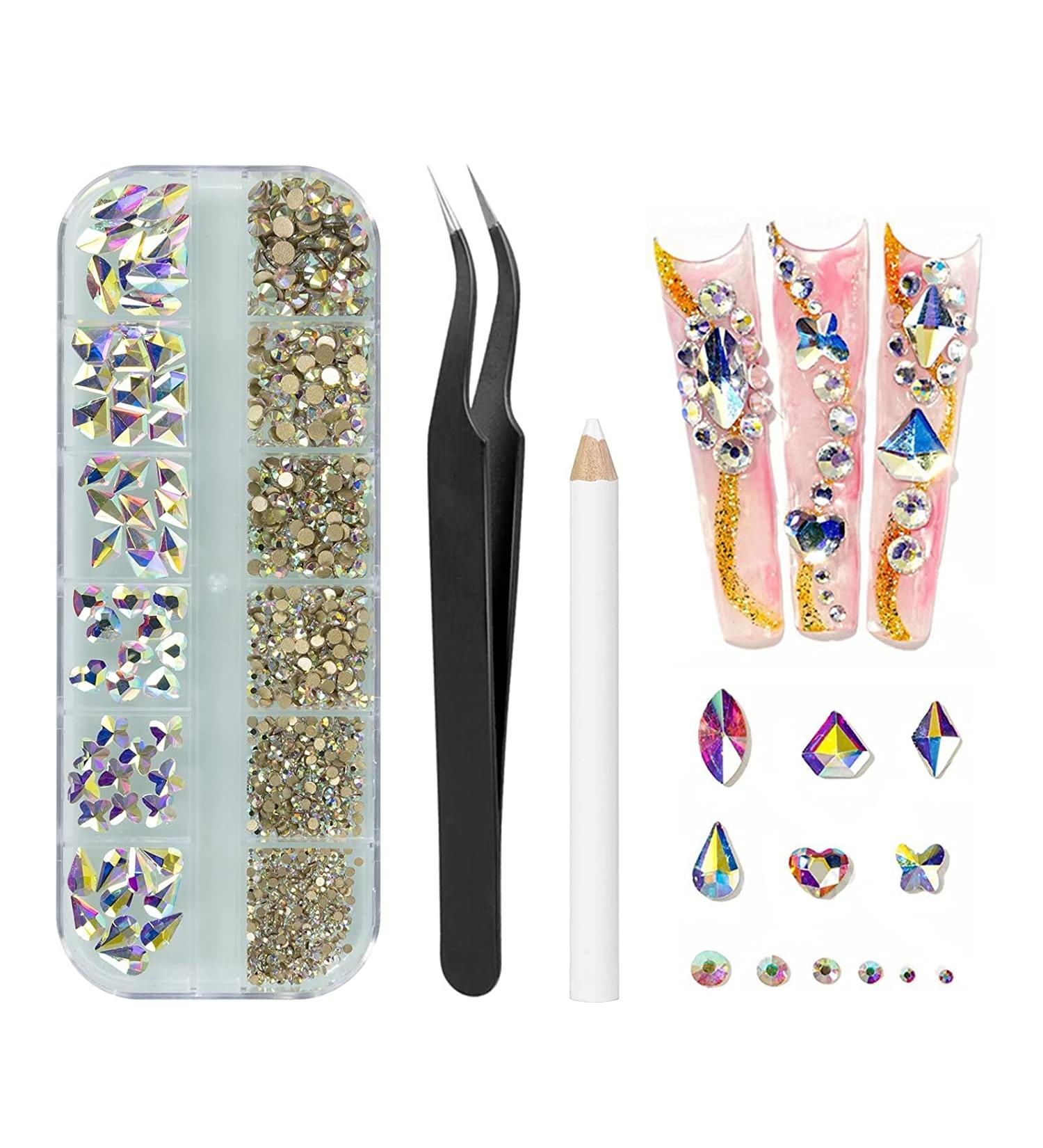 MAEXUS Rhinestones for Nails Rhinestone Nails with Tweezers and Drill Pen for Nail Art Crafts Face Makeup DIY and Professional Use - Buy Online on GoSupps.com