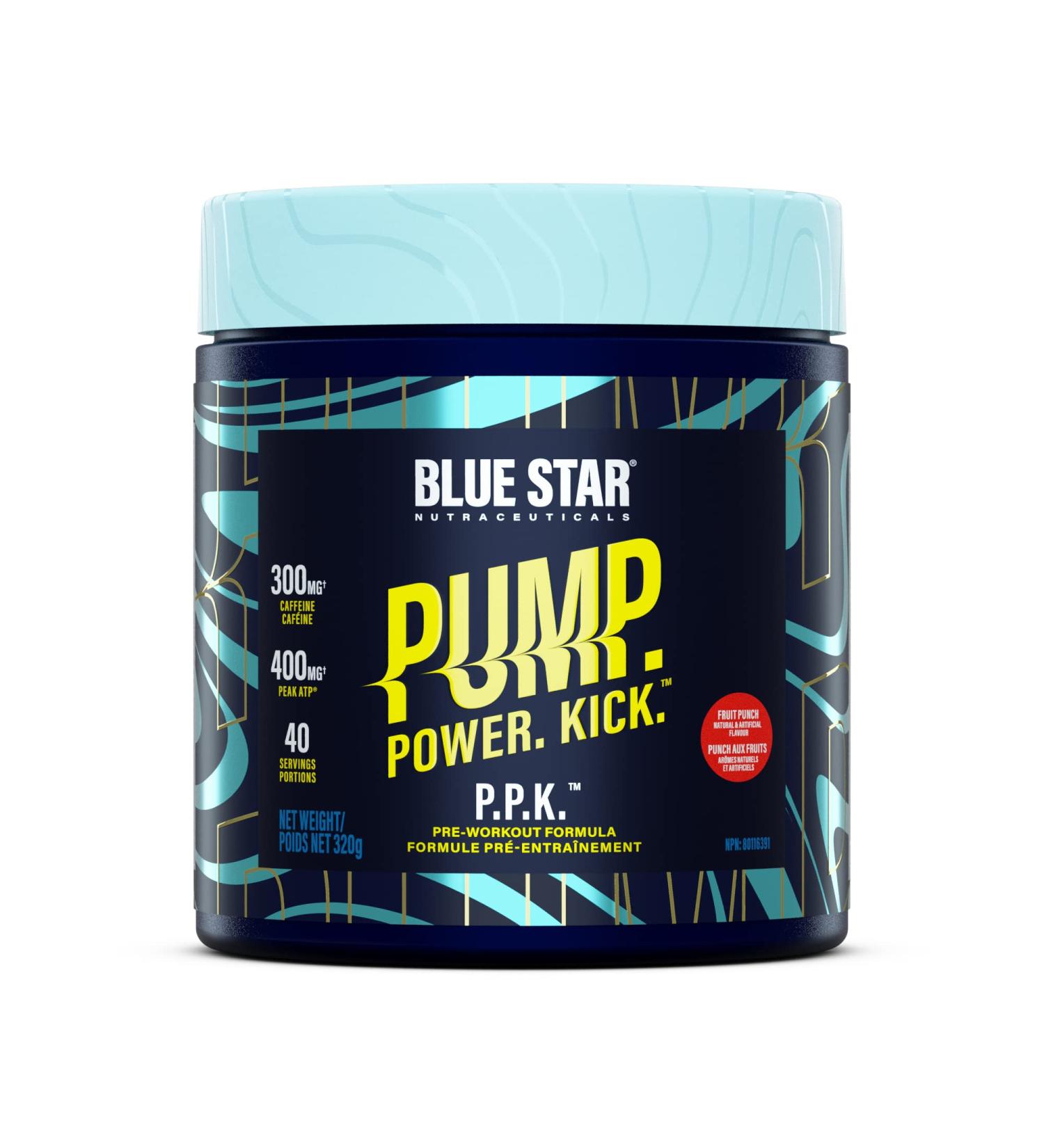 Blue Star Nutraceuticals P.P.K. Pre Workout Supplement - Energy Booster Nitric Oxide NO2 Booster Muscle Pumps & Hydration Support - Works After 1 Serving - 40 Servings (Fruit Punch) - Buy Online on GoSupps.com