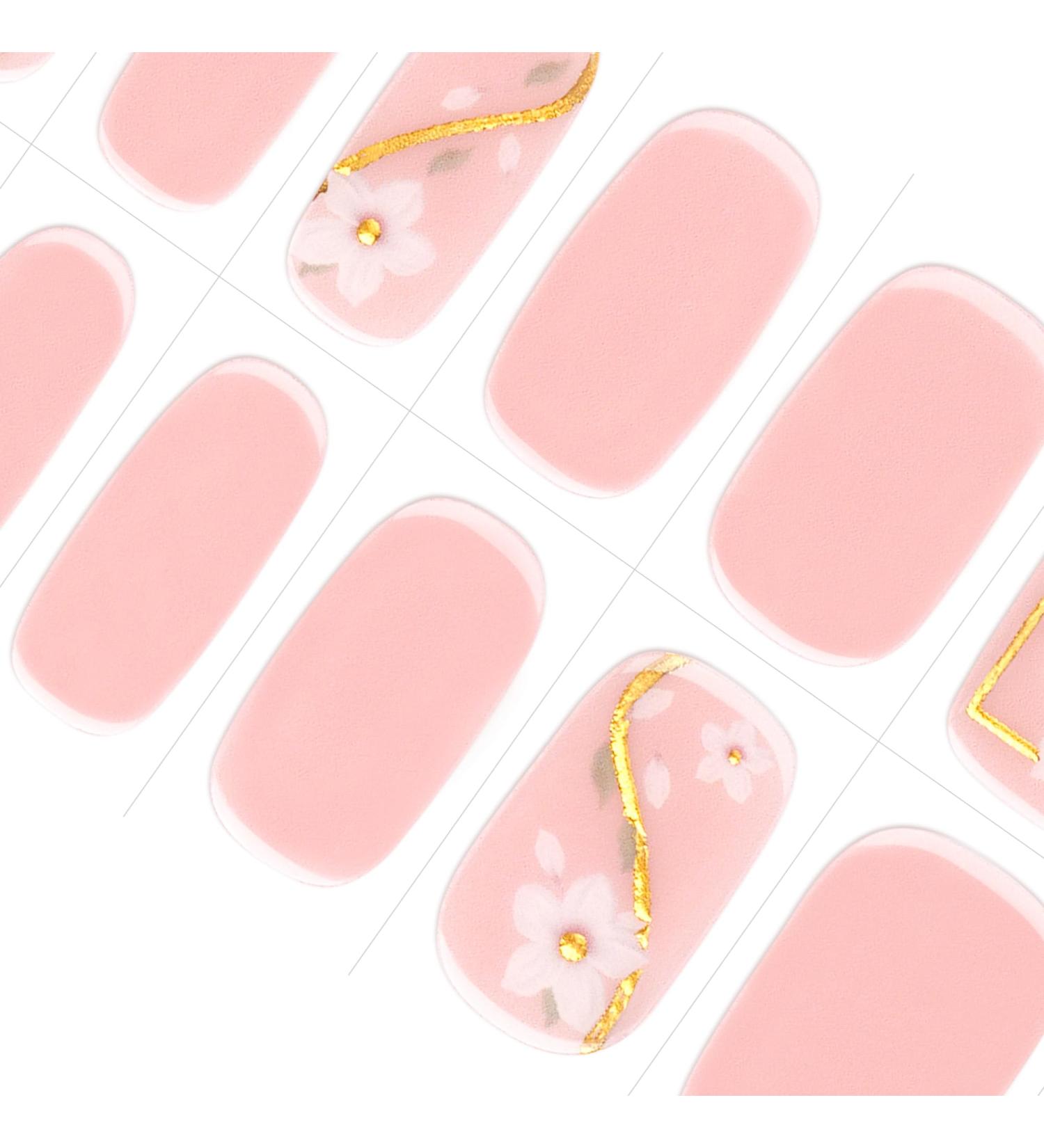 Danni & Toni Half Hardened Gel Nail Foils - Pink Flower Gilding Shiny UV Gel Nail Design Self-Adhesive Wraps - 28 Stickers - Flourish DE - Buy Online on GoSupps.com