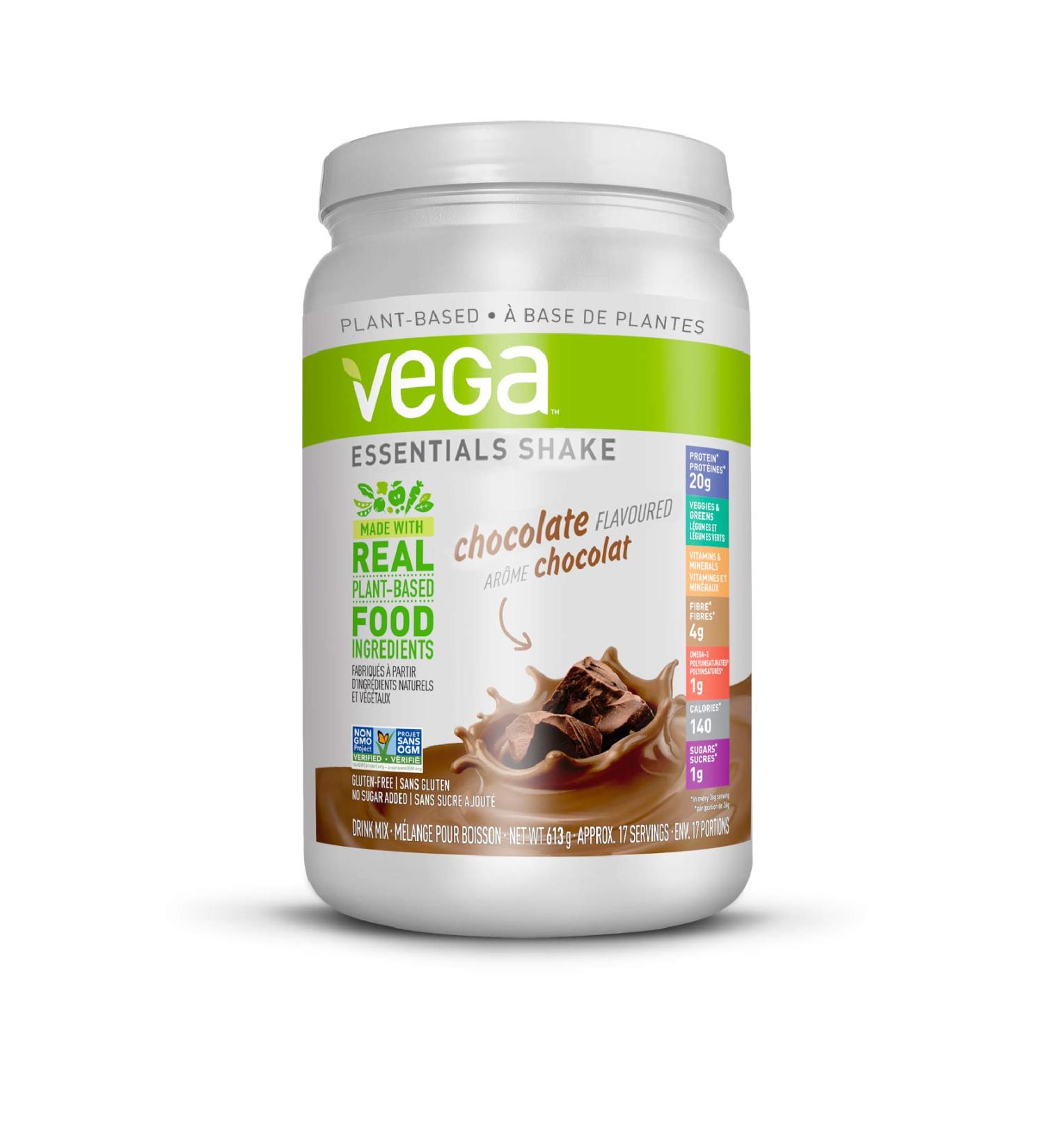 Vega Essentials Nutritional Shake Chocolate (17 Servings 613g) - Plant Based Vegan protein Non Dairy Keto-Friendly Gluten Free Non GMO - Buy Online on GoSupps.com