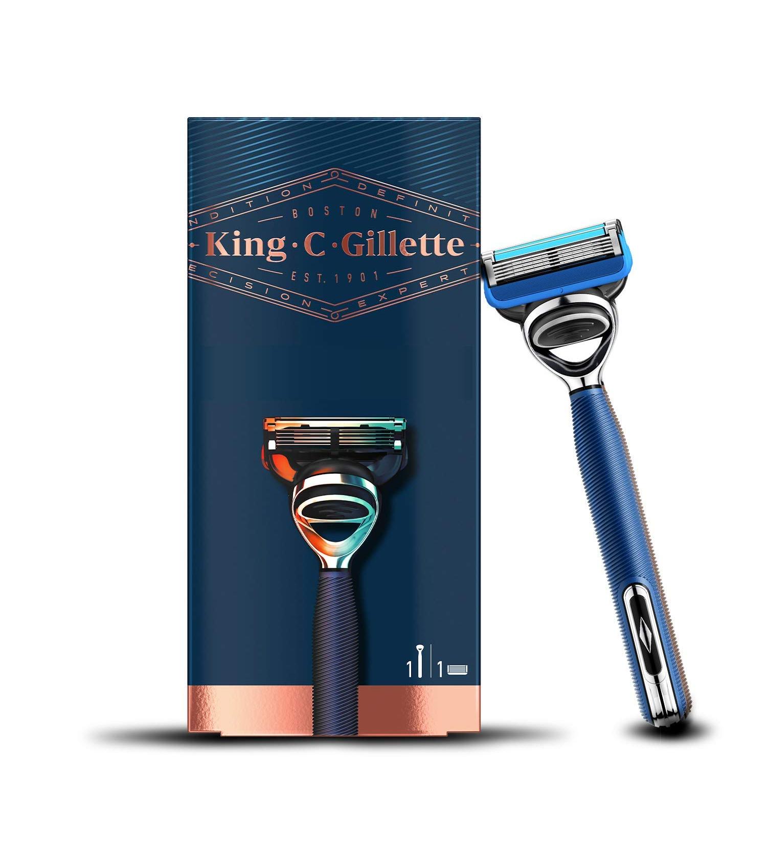 Gillette King C. Men's Razor with Trimmer for Precision Beard Razor + Razor Blade Navy Blue - Buy Online on GoSupps.com
