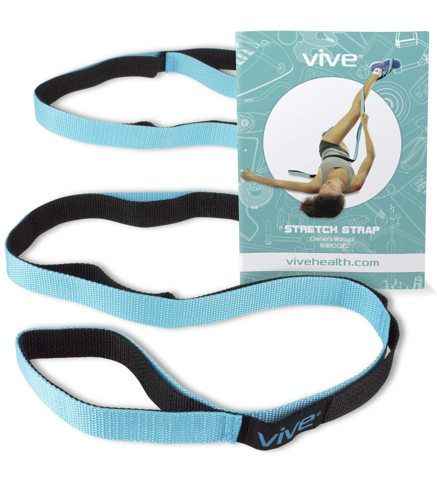 Vive Stretch Strap - Leg Stretch Band for Flexibility - Yoga, Pilates & Rehab Belt with Workout Guide - Teal - Buy Online on GoSupps.com