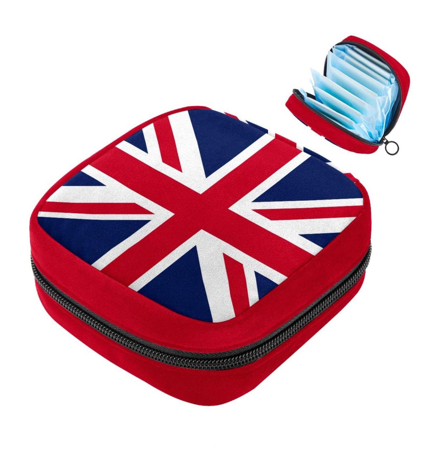 UK Flag Portable Period Bag | Sanitary Napkin & Menstrual Cup Storage for Women & Teens - Buy Online on GoSupps.com