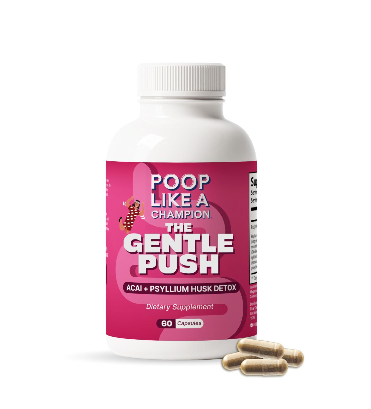 Poop Like a Champion Constipation Relief Capsules - Acai Psyllium Husk Ginger Root Chlorella Prebiotic Blend 60 Capsules Supports Bowel Movement Promotes Gut Health Supplement - Buy Online on GoSupps.com