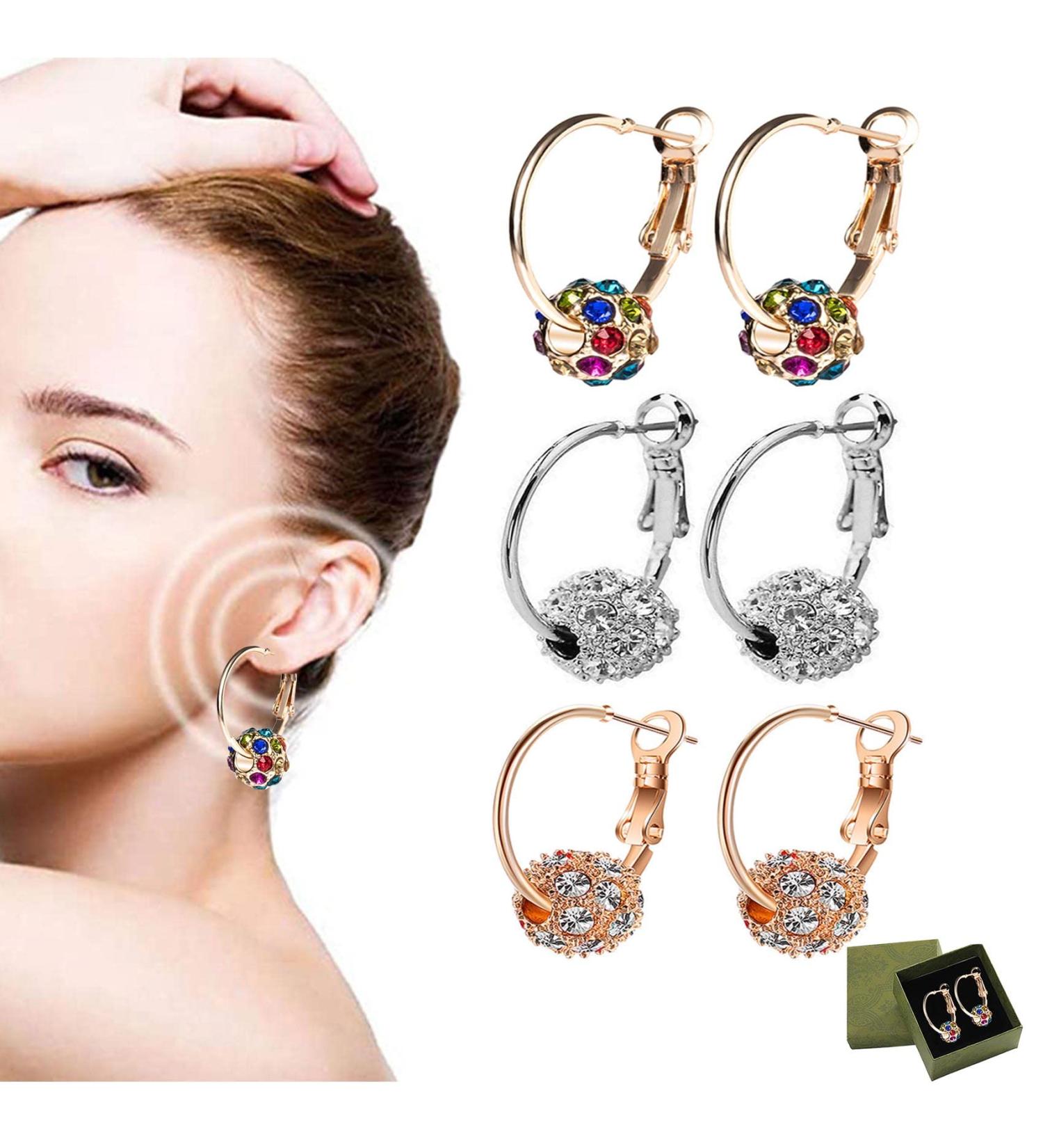 Lymphatic Drainage Slimming Earrings Magnetic Therapy Weight Loss Earrings EarAcupressure Magnetherapy Earrings for Women 3pairs-a - Buy Online on GoSupps.com