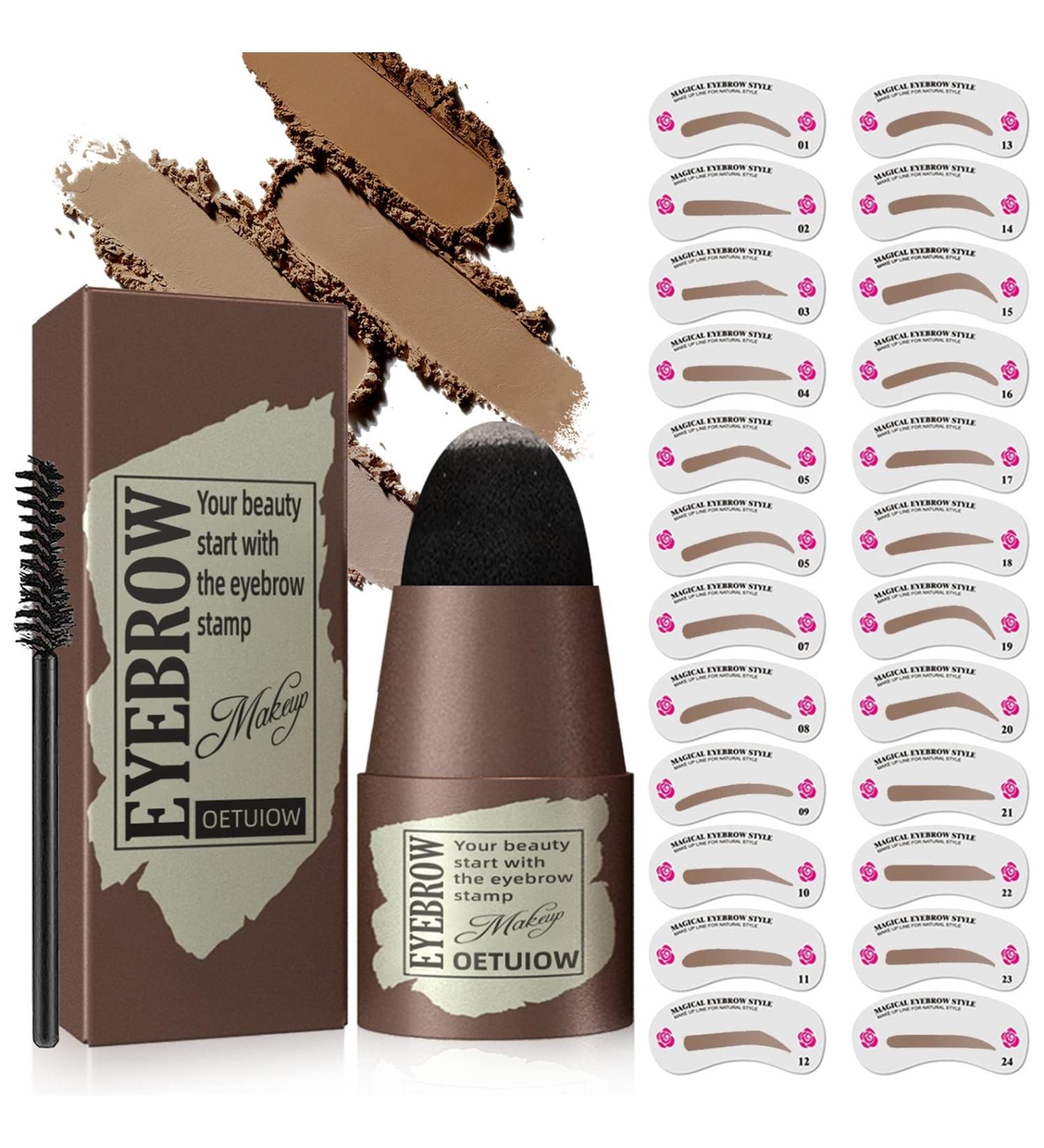 1 Step Waterproof Eyebrow Stamp Stencil Kit - Long-Lasting Perfect Brow Shape with 24 Reusable Stencils - Dark Black - Buy Online on GoSupps.com