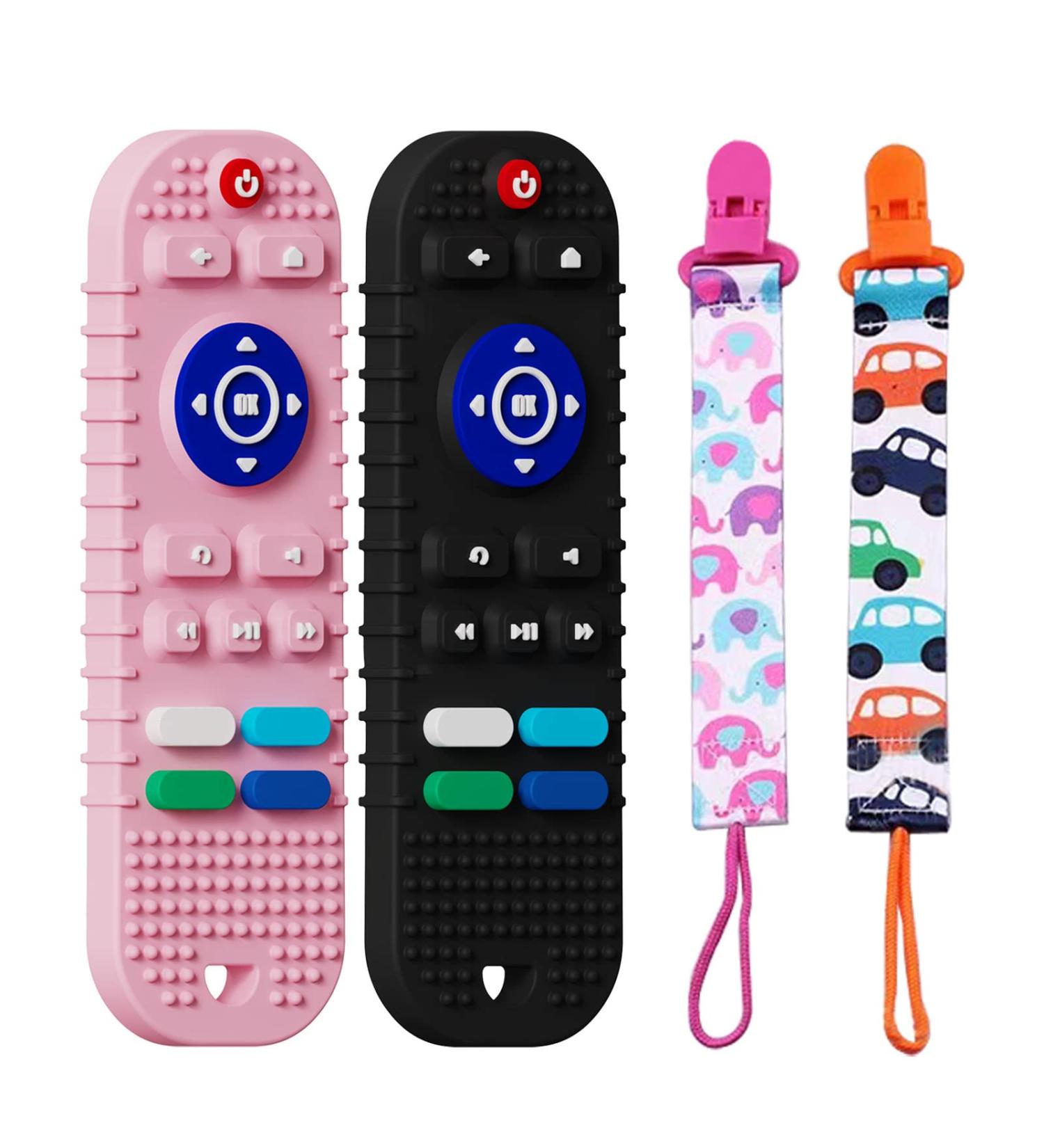 2 Pack Silicone Teething Toys for Babies - TV Remote Control Shape | Infant Sensory Toy for 6-12 Months Boys & Girls | Molar Teether Chew Toys Set Gifts - Buy Online on GoSupps.com