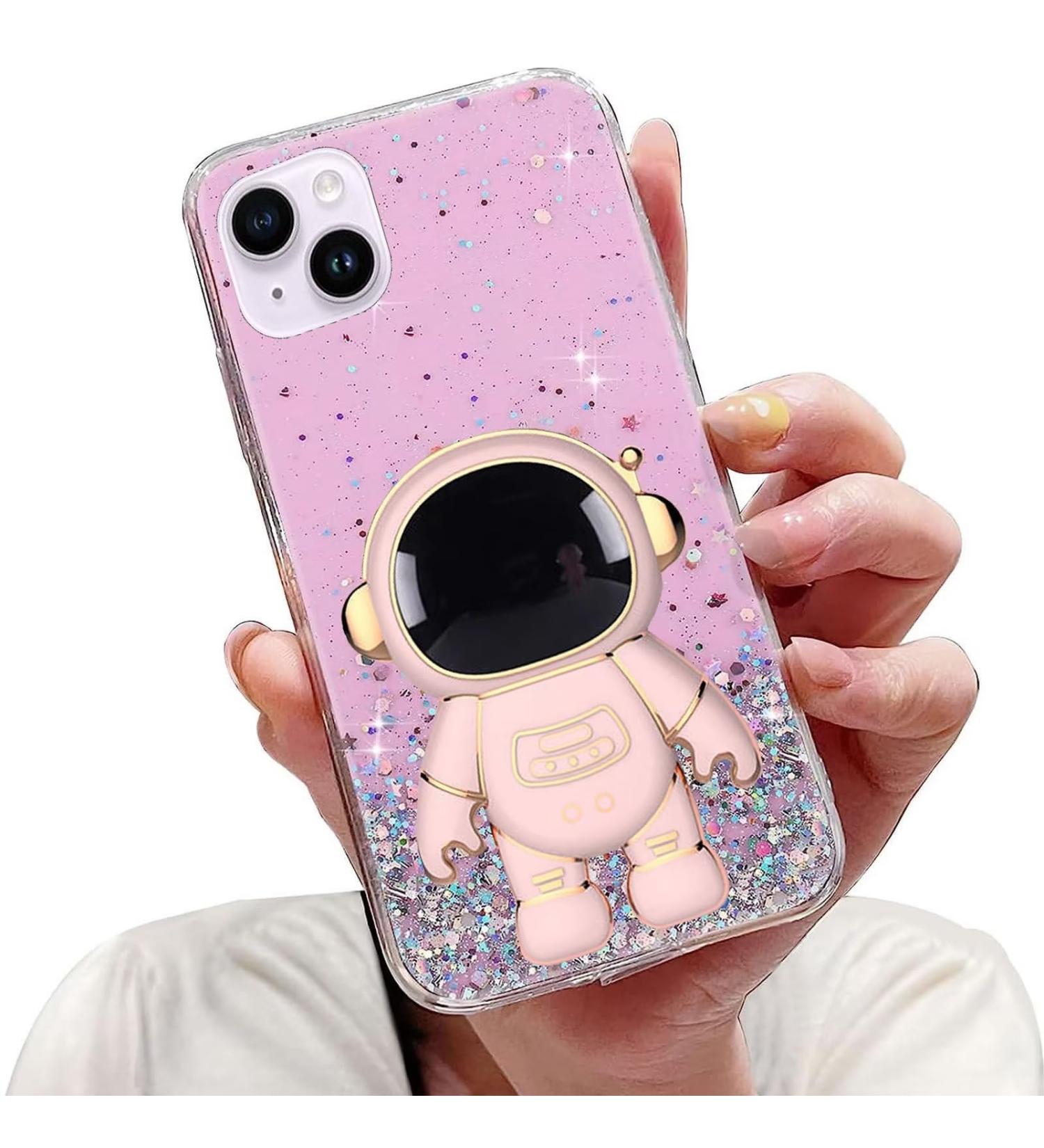 Buy Tivenfezk Nadoli for iPhone 15 Plus Astronaut Hidden Stand Shell & Glitter Silicone Cover Pink Bling Protective Case - Buy Online on GoSupps.com