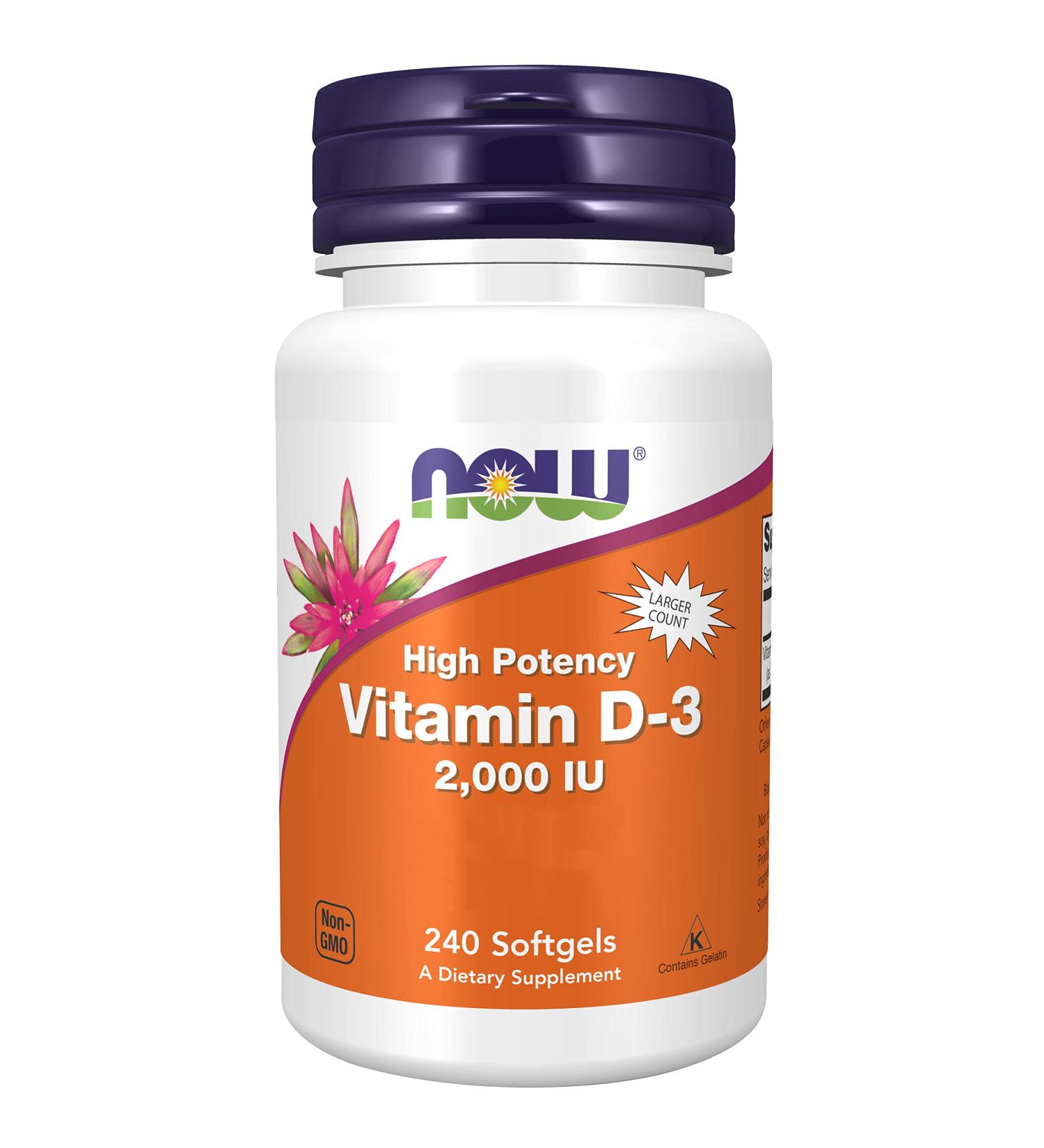 Now Foods Vitamin D3 Depot 2.000IU Cholecalciferol High Dosed 240 Soft Capsules Laboratory Tested Soy Free Gluten Free Non-GMO - Buy Online on GoSupps.com
