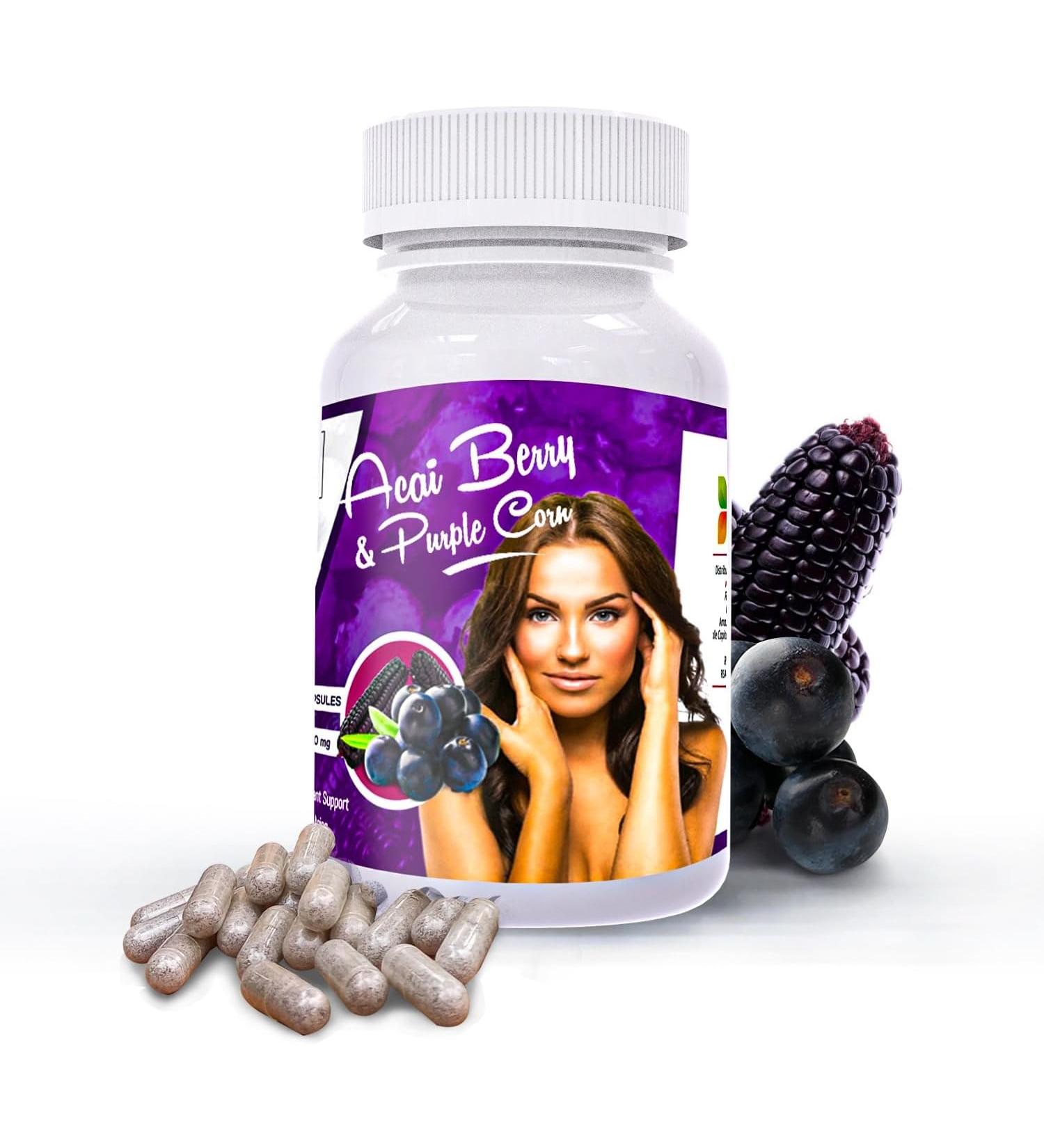 Acai with Purple Corn Capsules l 1000mg per Serving High Antioxidant Source Pills l Inmune Support Superfood l (100 count) - Buy Online on GoSupps.com