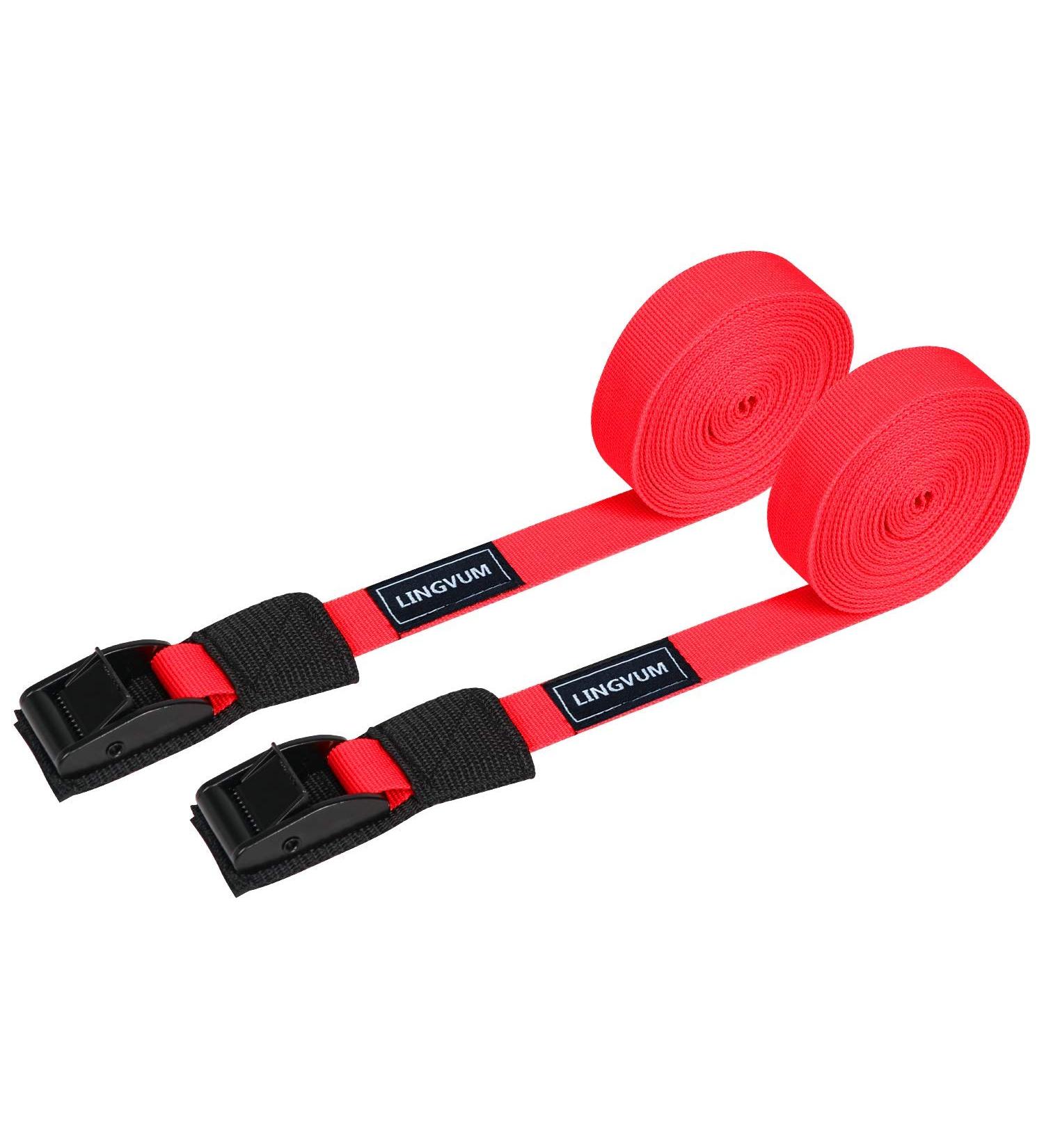 LINGVUM 15ft Tie Down Cam Straps for Kayak, Surfboard, SUP, Canoe - Roof Rack Cargo Straps (Pair) - Black/Blue/Red - Buy Online on GoSupps.com