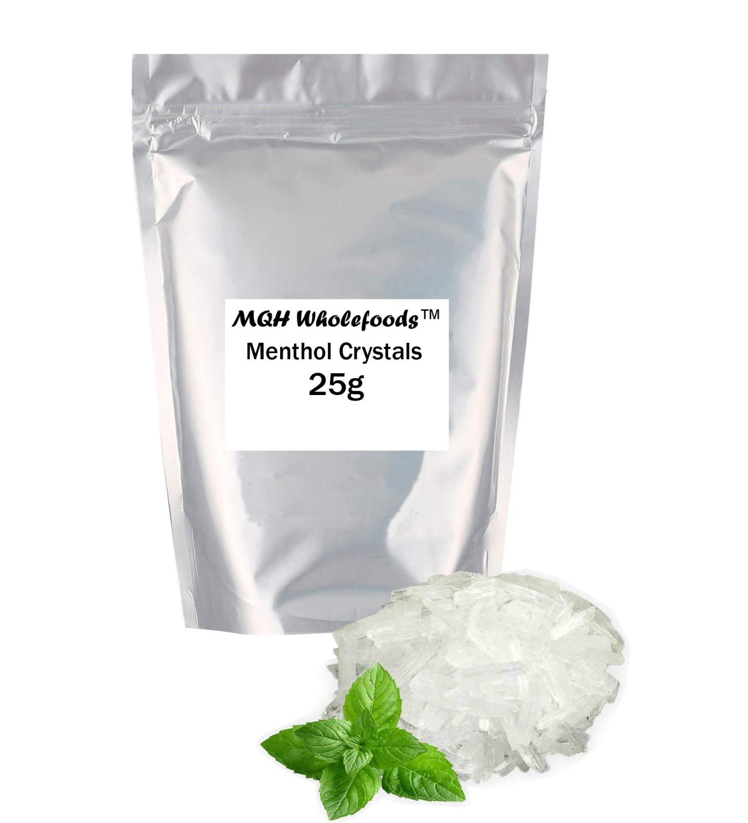 Natural Menthol Crystals Congestion Blocked Nose Relief Cold Flu Aromatherapy Premium Grade Quality! (25g) 25 g (Pack of 1)