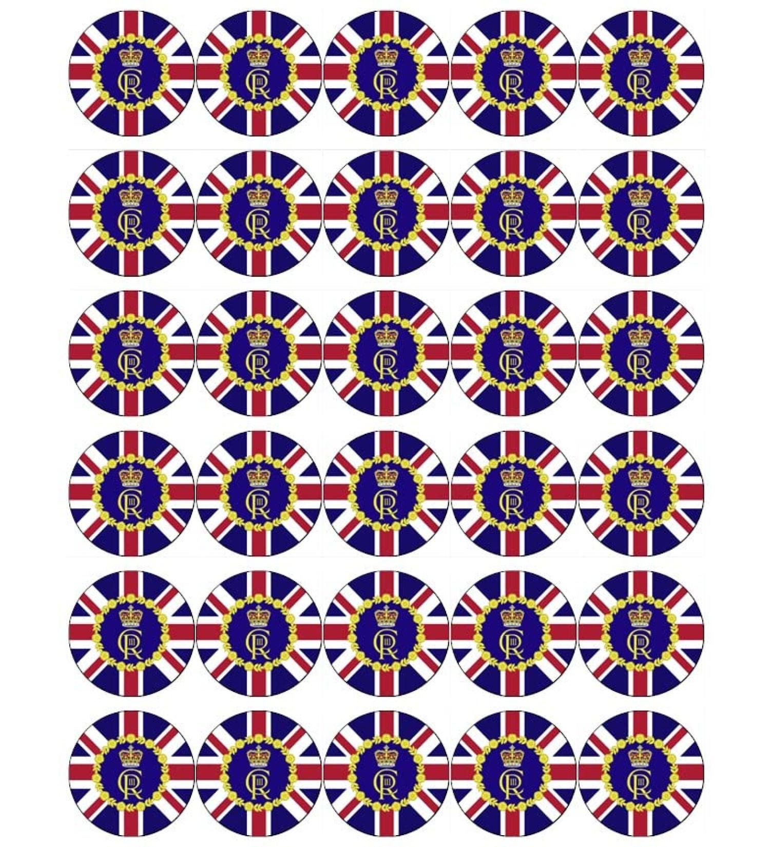 30 King Charles III Roayl Family Coronation Cupcake Toppers Edible Wafer Paper Fairy Cake Toppers Birthday Cakes Decorations