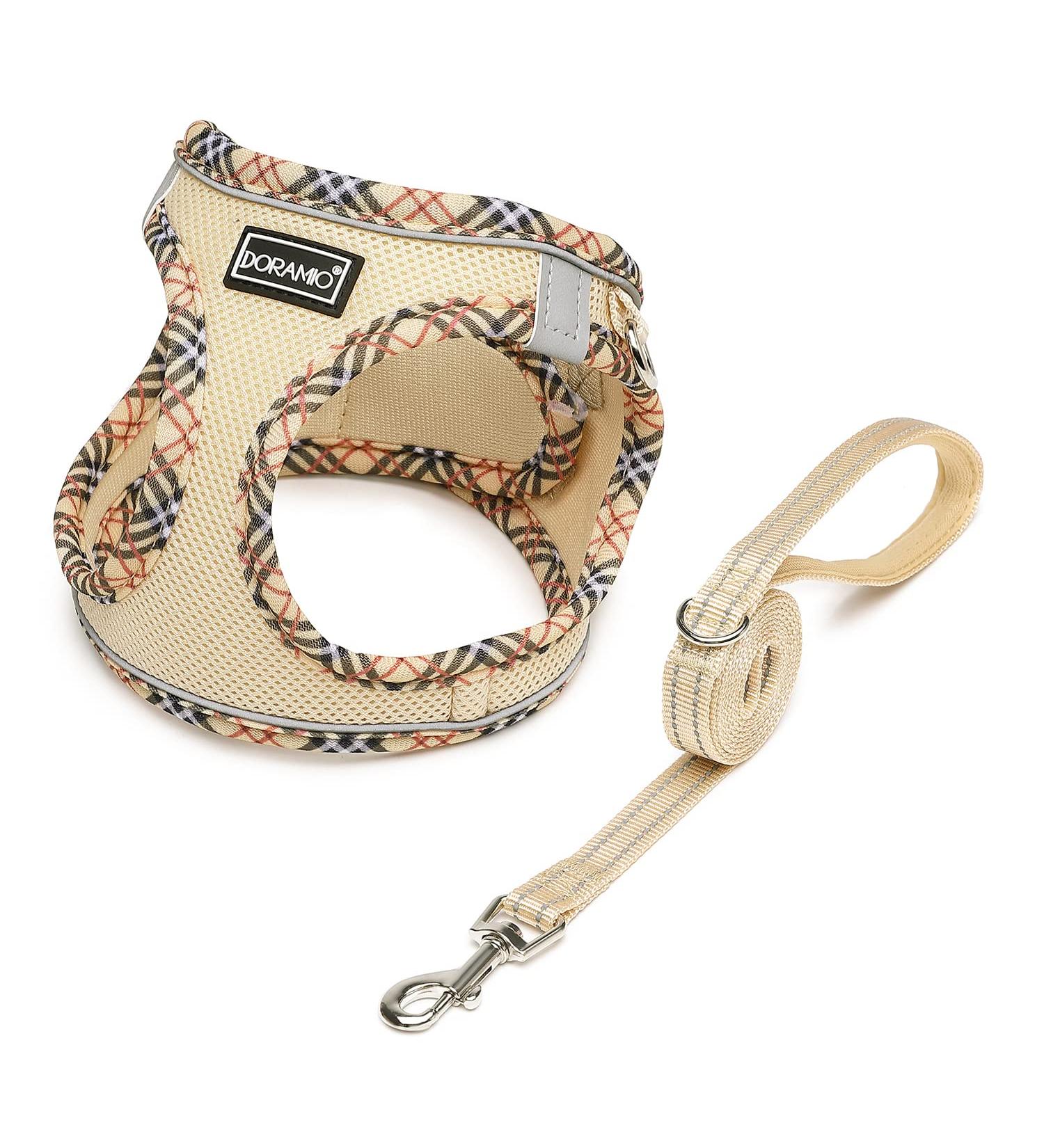 Doramio Dog Harness for Small Dogs | Reflective & Breathable Step-In Leash | Anti-Train Safety Dishes for Dogs & Cats - Beige XL - Buy Online on GoSupps.com