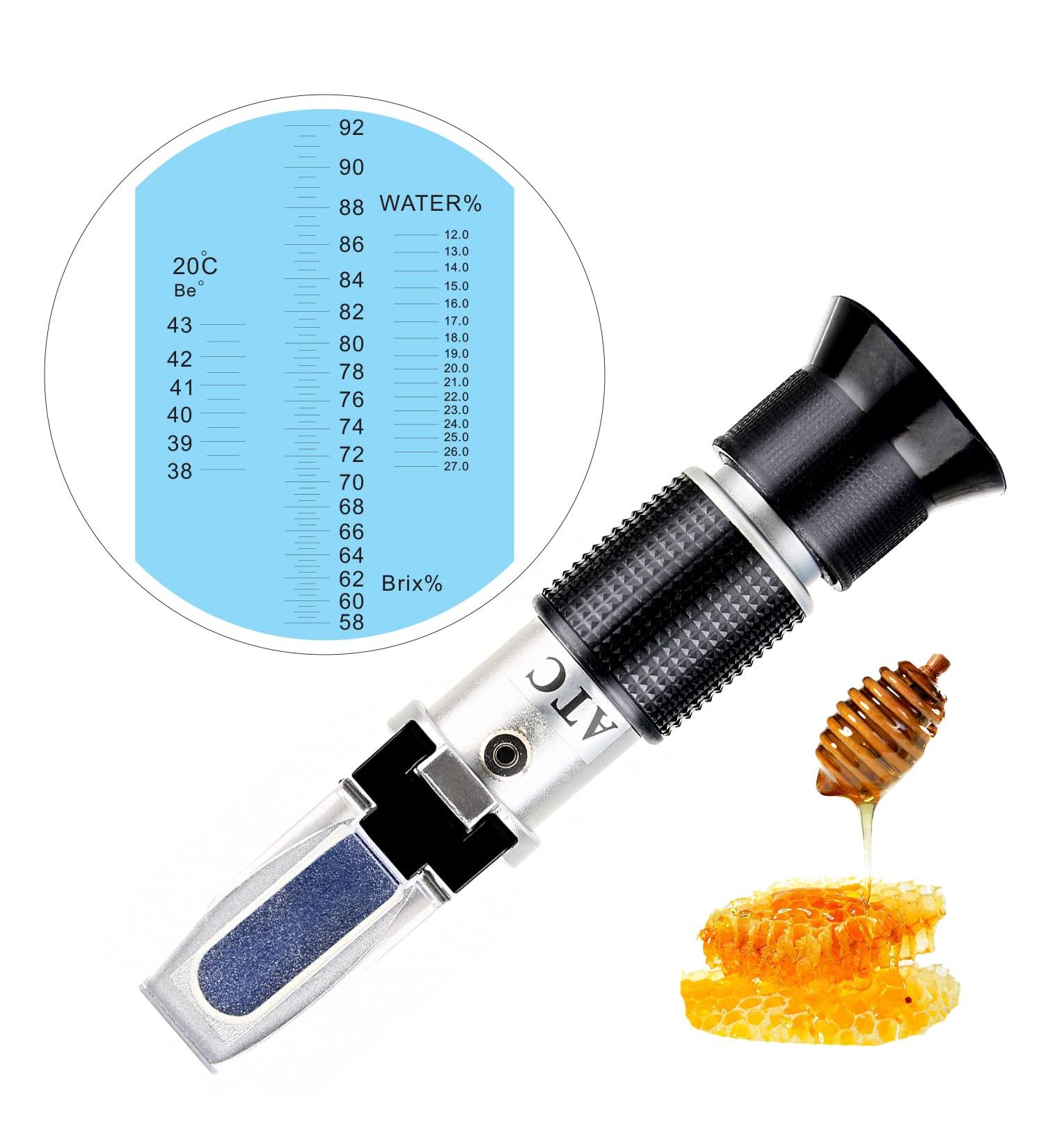 Buy XRClif Honey Refractometer with ATC - Portable Handheld LCD Display for Accurate Sugar Content Measurement (BRIX 58-92%) - Ideal for Honey Fruit Drinks & More - Buy Online on GoSupps.com