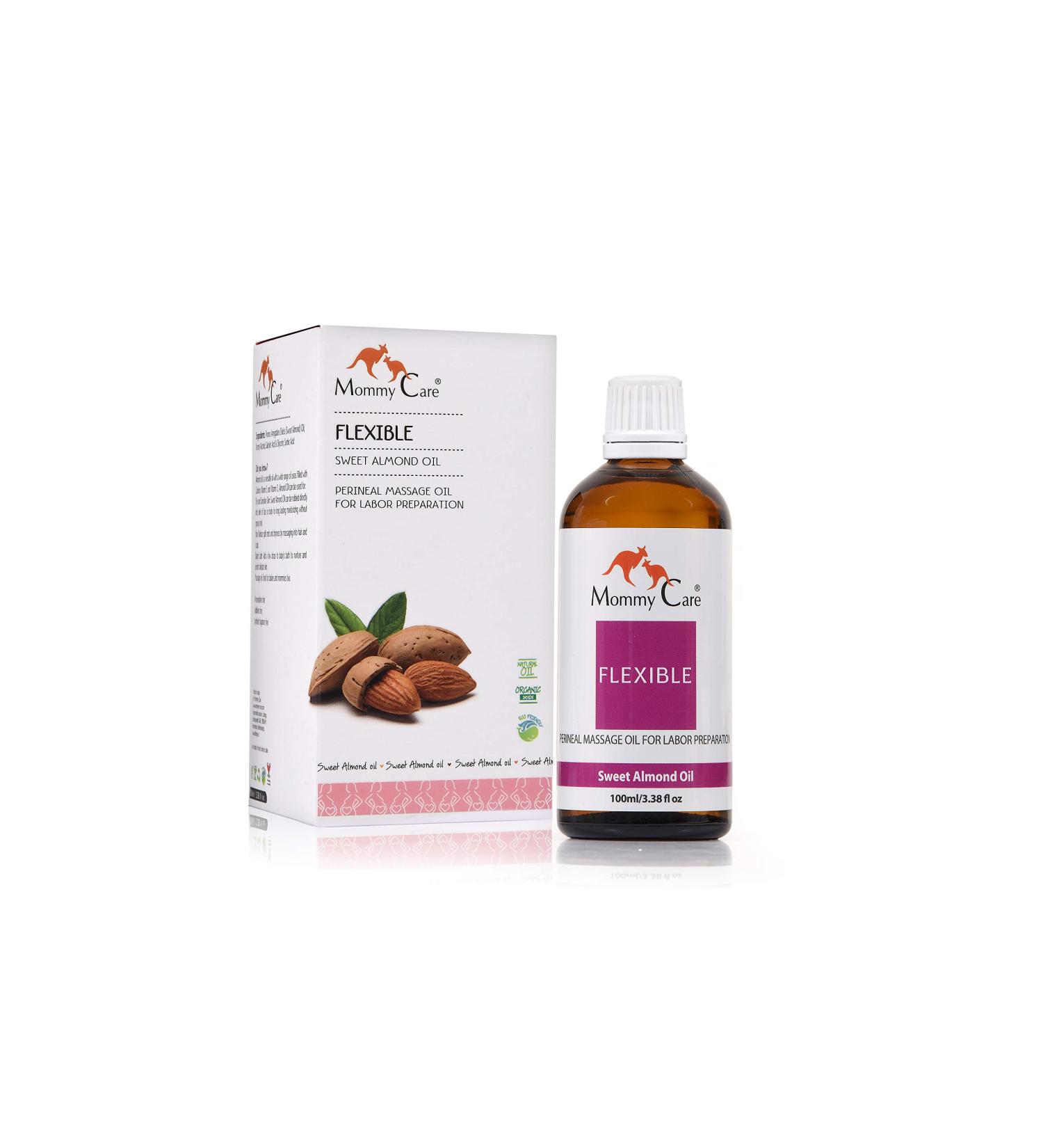 Mommy Care Perineal Massage Oil - Organic Sweet Almond Oil for Labor Preparation & Postpartum Recovery - 100ml - Buy Online on GoSupps.com