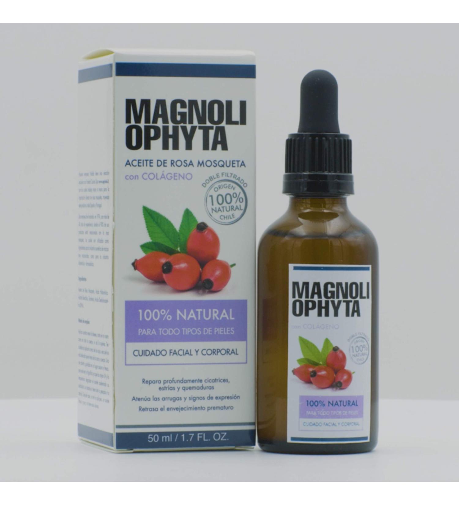 Magnoliophyta | Rose Hip Oil with Collagen | 50 ml | Body and Face Oil | All Skin Types | Regenerates and Nourishes in Depth | Combats Wrinkles | 100% Natural from Chile - Buy Online on GoSupps.com