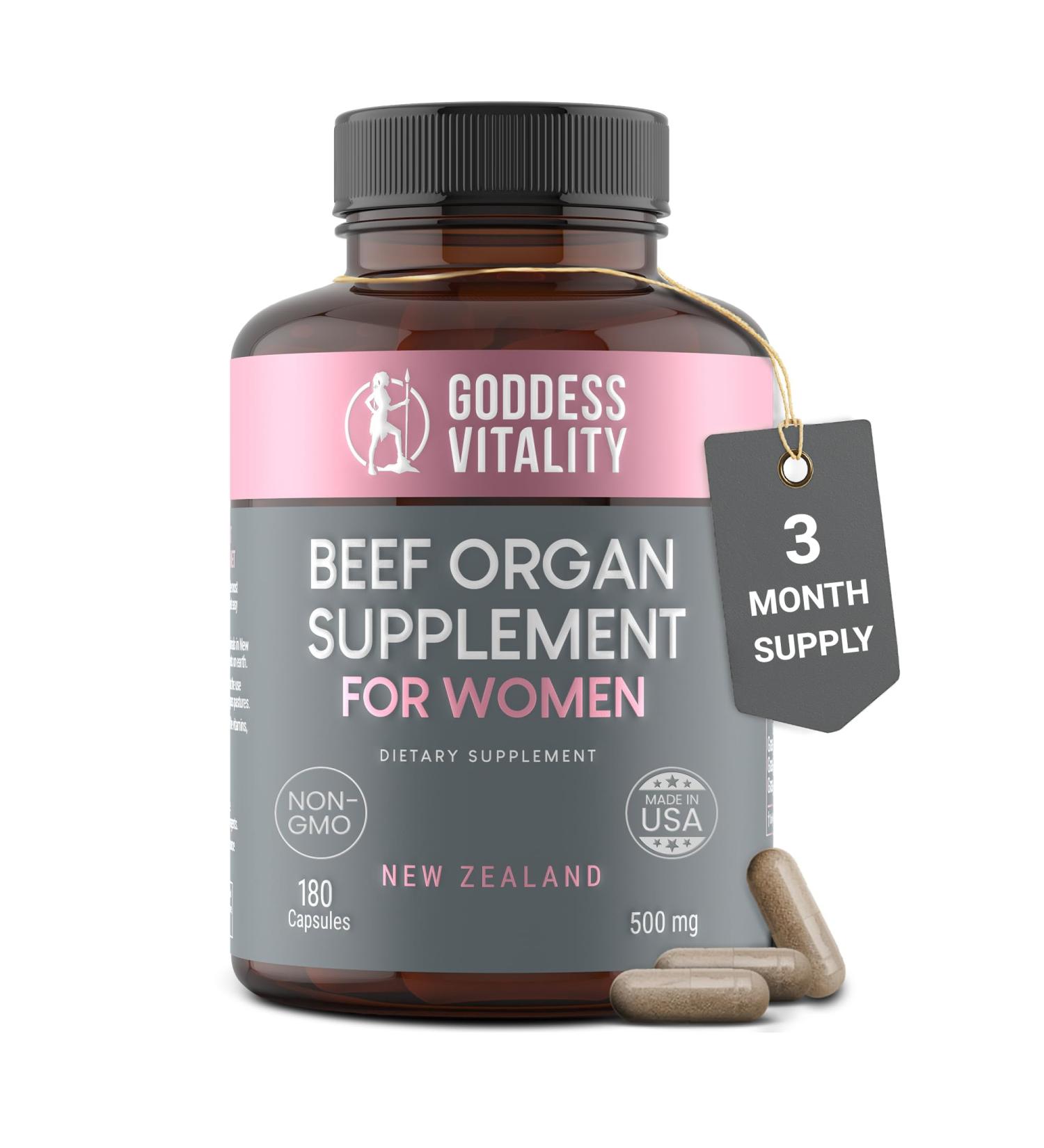 Beef Organ Supplement for Women | Ovary Uterus & Reproductive Nourishment + Liver Kidney & Heart for Cycle Harmony Mood Ease & Feminine Energy | 90 Day Supply Female Organ Complex - Buy Online on GoSupps.com
