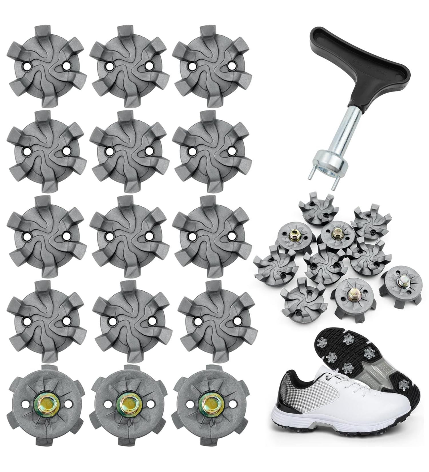 Muetern 25-Piece Golf Shoe Spikes - Gray Universal Anti-Slip Spikes with Key for All Golf Shoes - Buy Online on GoSupps.com
