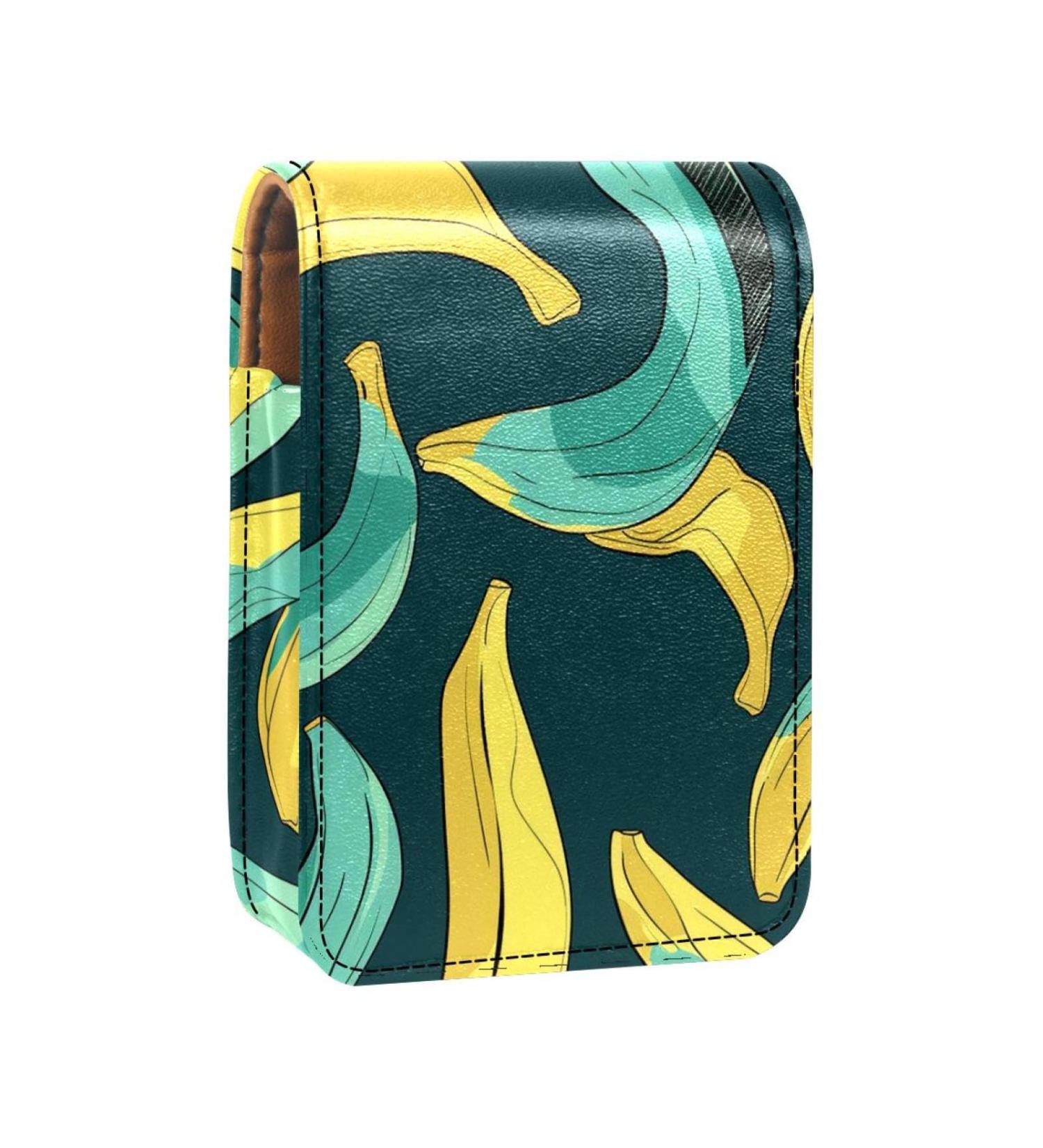Premium Leather Lipstick Case & Organizer with Mirror - Mini Lip Gloss Holder Bag - Stylish Fruit Banana Design - Perfect for Travel - Buy Online on GoSupps.com