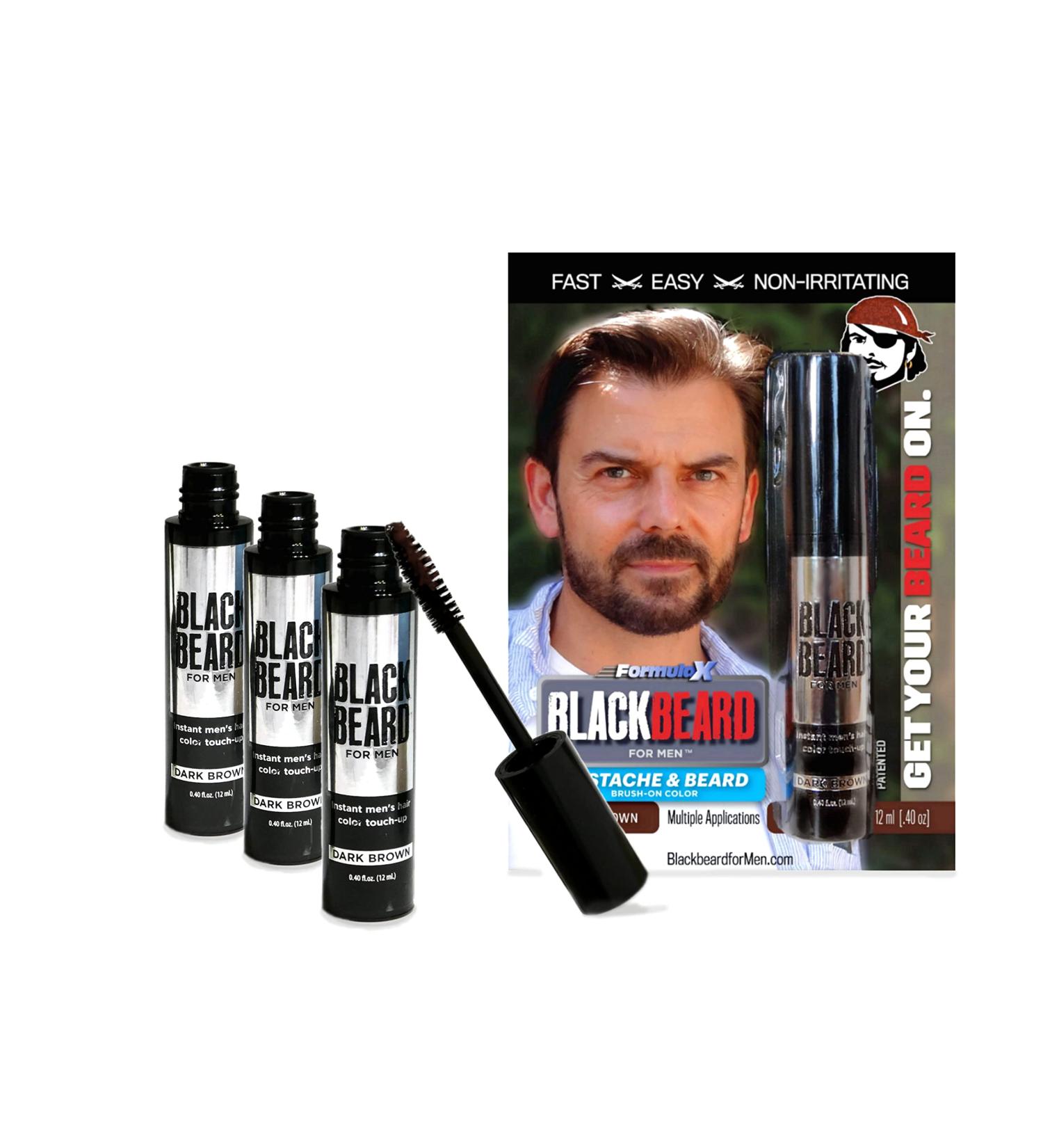 Blackbeard for Men Formula X Instant Color - Dark Brown 3 Pack 0.40 Fl Oz - Beard, Mustache, Eyebrow, and Sideburns Dye for Fast & Easy Men's Grooming - Buy Online on GoSupps.com