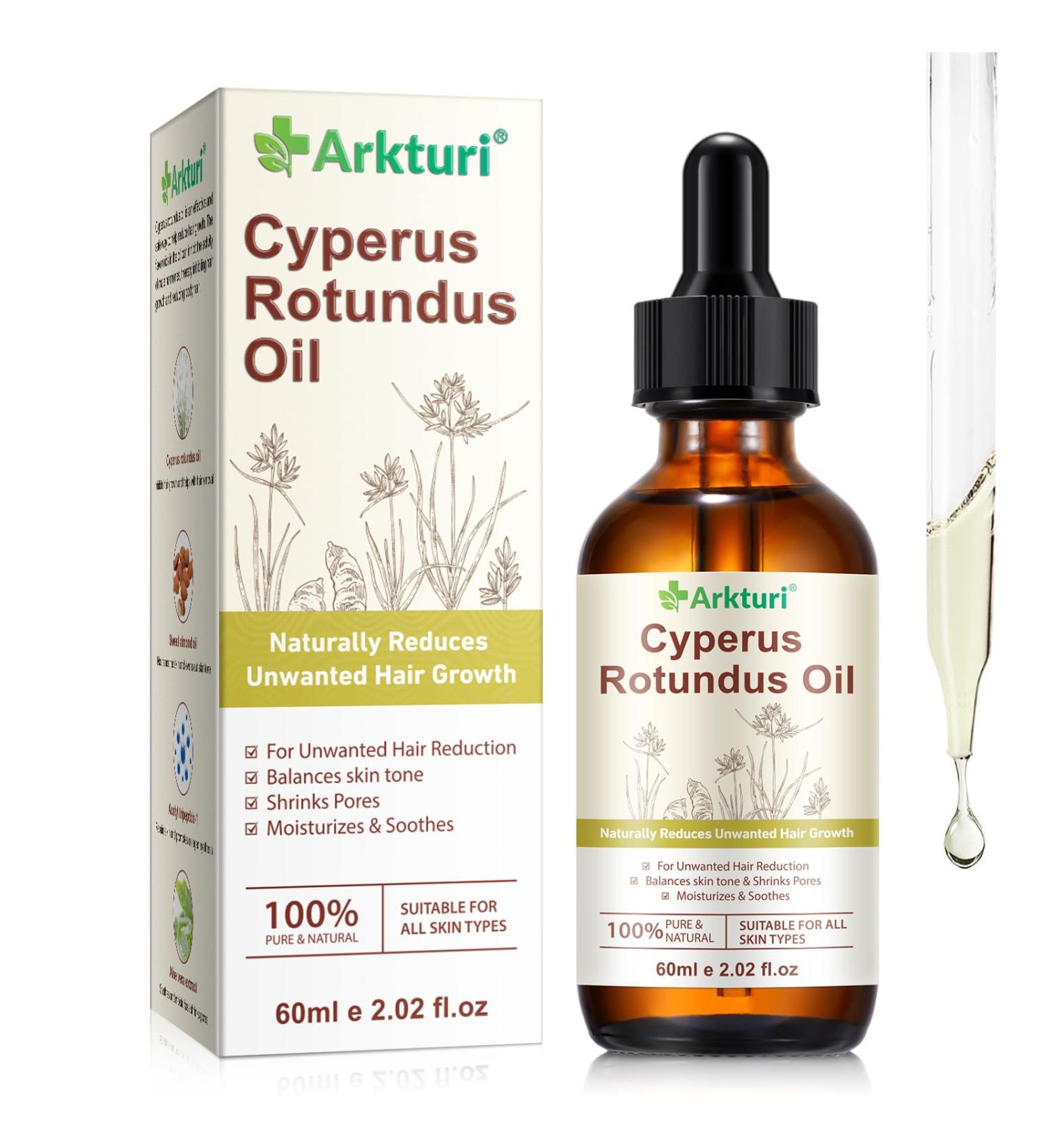 Cyperus Rotundus Oil 60ml Natural Cyperus Rotundus Oil for Hair Removal Gentle & Effective Body Hair Growth Reducer Shrink Pores Moisturizing & Soothing for All Skin Types (2.02 Fl Oz (Pack of 1)) - Buy Online on GoSupps.com