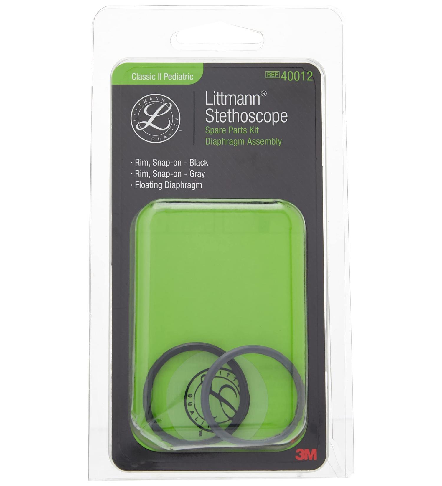 3M Littmann Classic II Pediatric Stethoscope Spare Parts Kit - Diaphragm Assembly 40012, Black - Buy Online on GoSupps.com