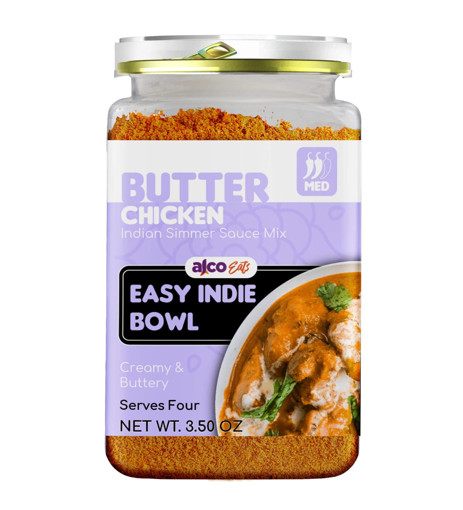 Alcoeats Butter Chicken Simmer Sauce: Vegetarian, Preservative & Gluten Free | Authentic Indian 15-Min Meal Prep | 1 Jar, 4 Servings - Buy Online on GoSupps.com
