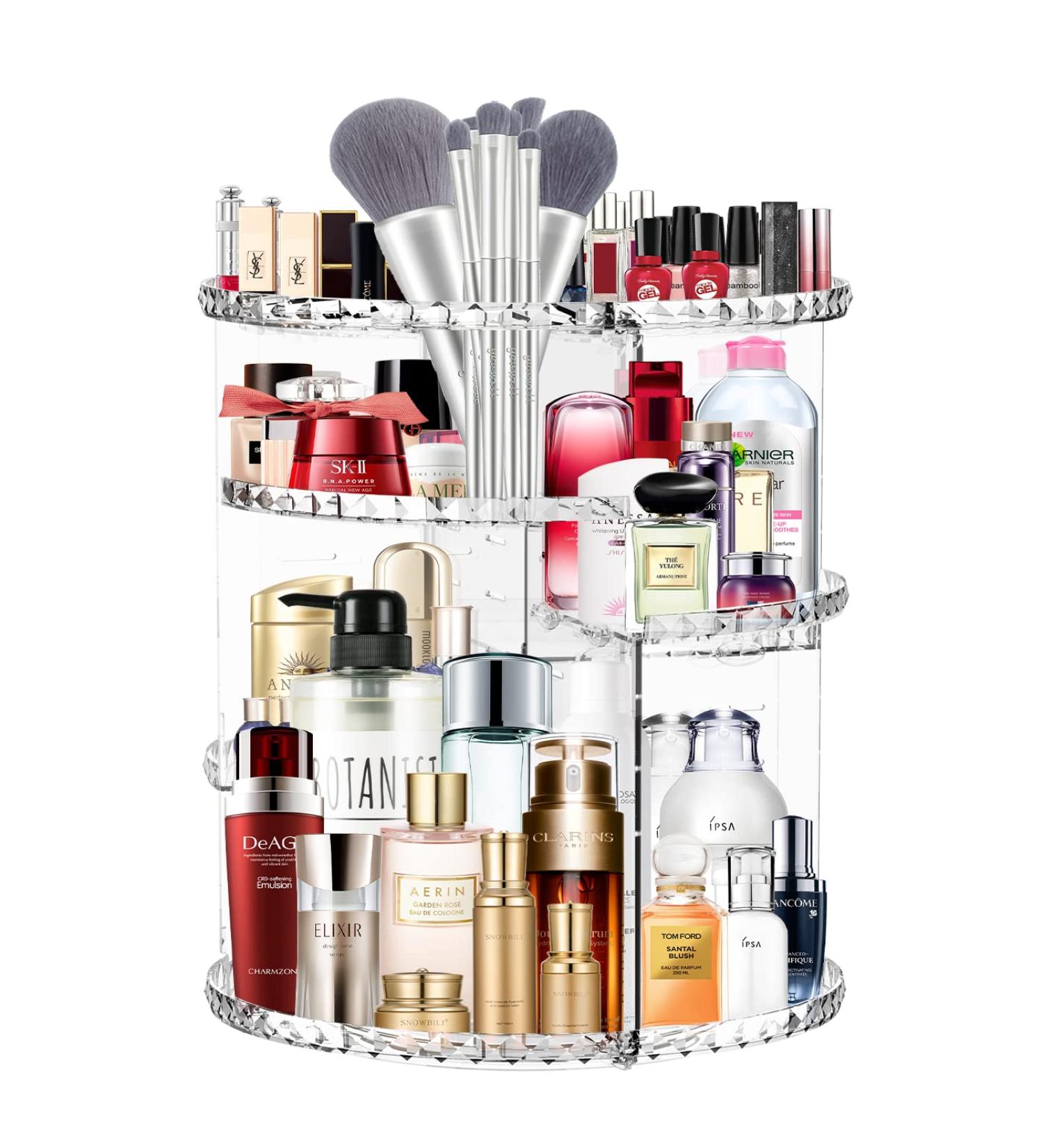 Vinmoso Rotating Makeup Organizer - Adjustable Cosmetic Storage for Dresser and Vanity - 4 Trays Perfume and Cosmetics Organizer - Buy Online on GoSupps.com