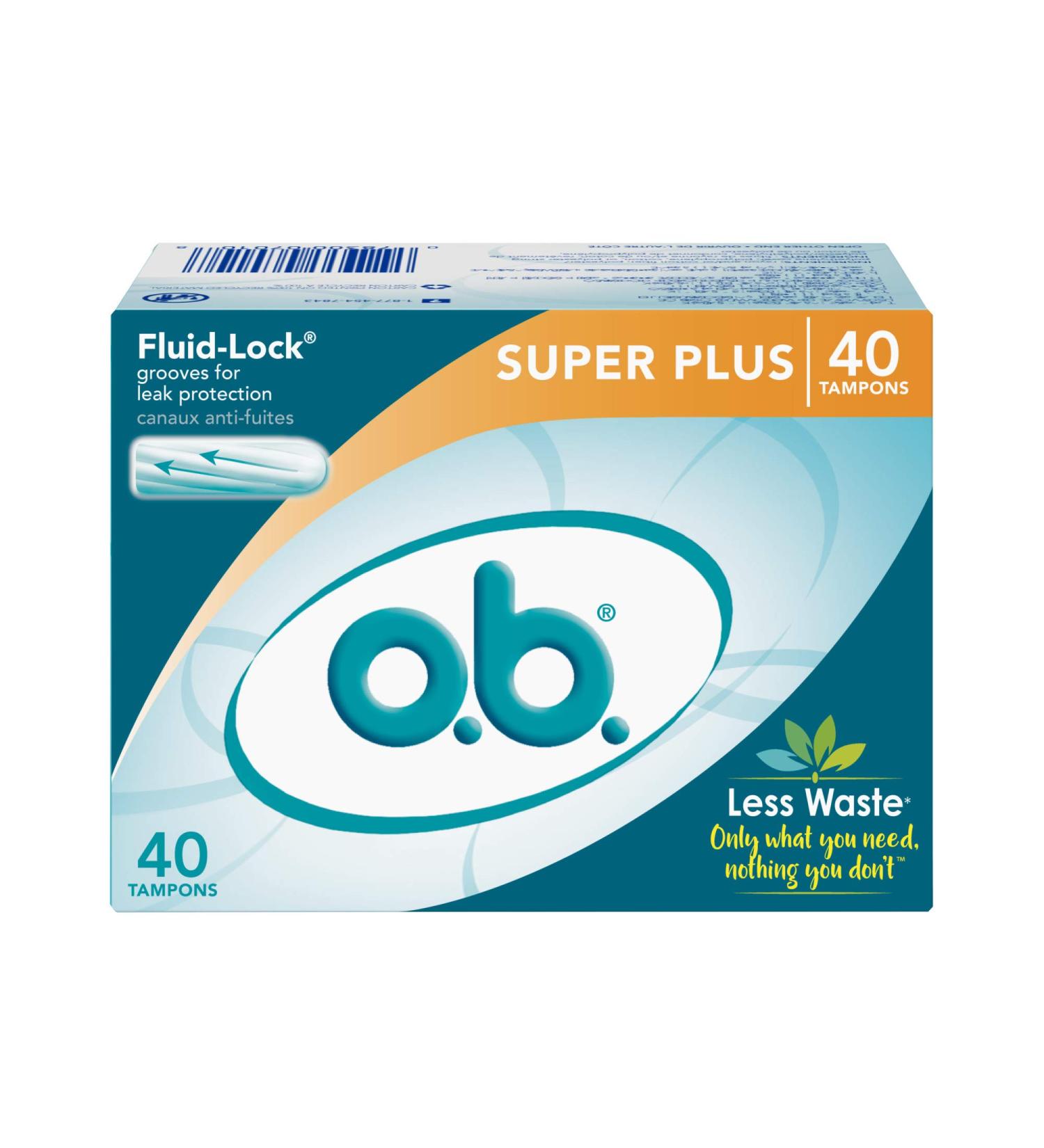 o.b. Super Plus Digital Tampons - 40 Count | Applicator-Free, Super Absorbency - Buy Online on GoSupps.com