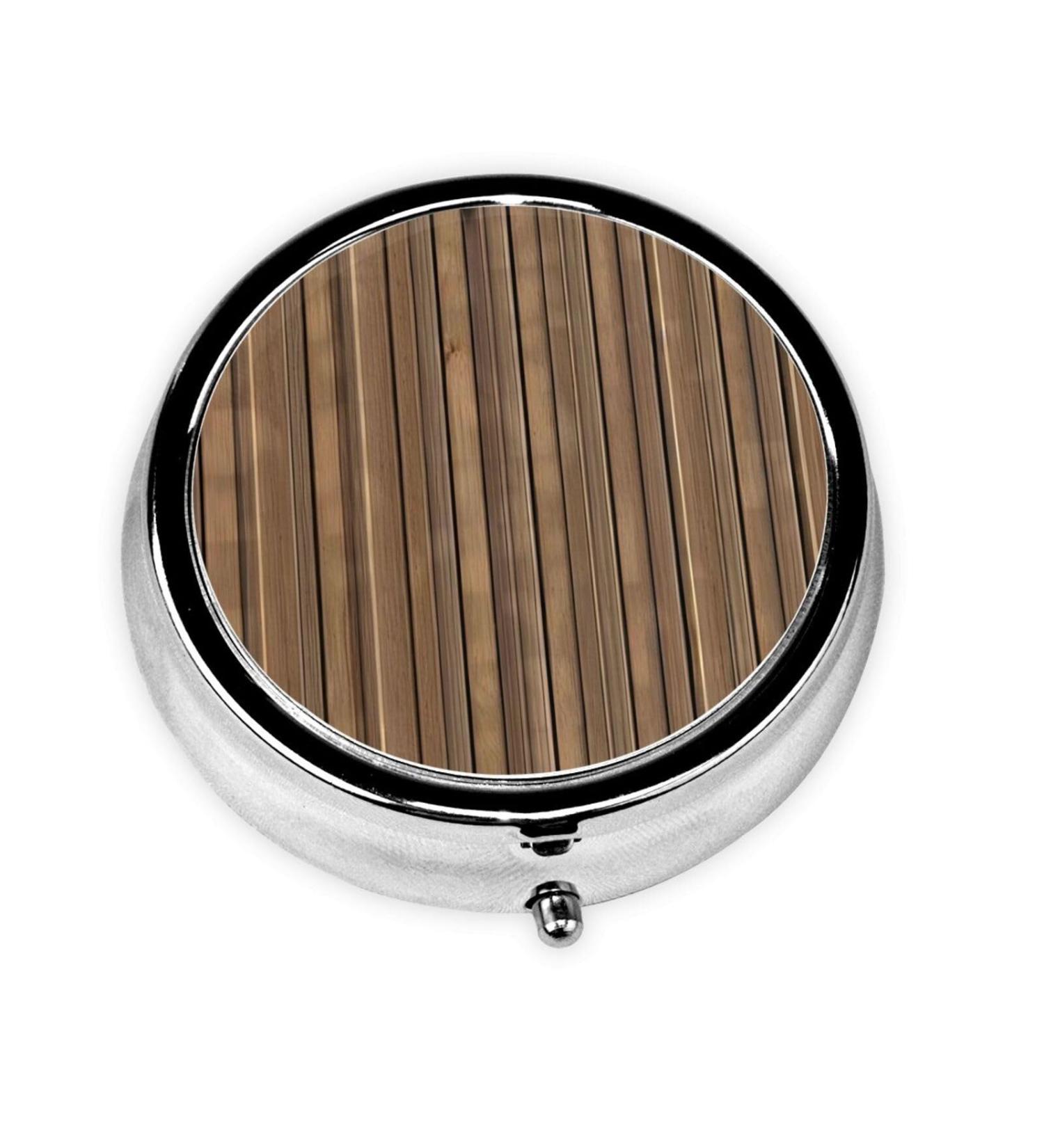 Buy Solid Wood 3 Compartment Round Pill Box Organizer - Portable Travel Pill Box for Easy Organizing | International Shipping Available - Buy Online on GoSupps.com