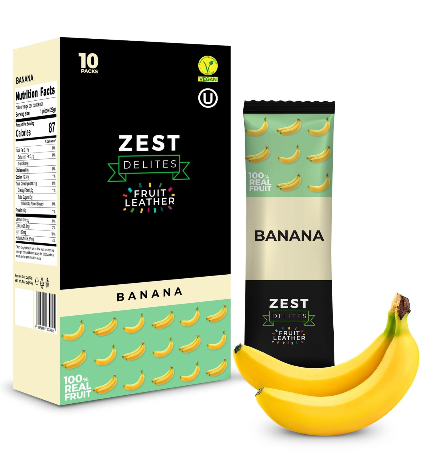 Zest Delites Fruit Track Snackbox - Gluten-Free & Vegan Banana Sweets 25g Pack of 10 No Added Sugar - Buy Online on GoSupps.com