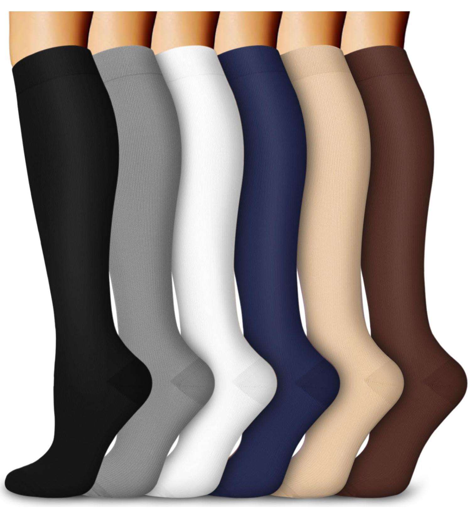 Blongw Compression Stockings for Men - 6 Pairs of Knee Support Socks for Sports Travel Running & Cycling | A9-Assorted 03 L-XL - Buy Online on GoSupps.com