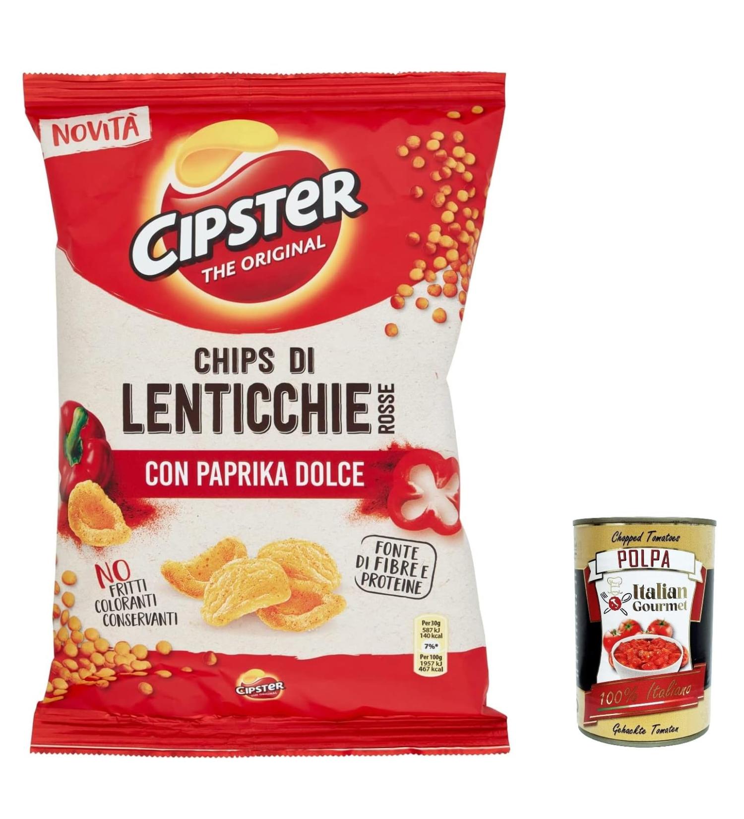 12x Cipster di Lenticchie Rosse alla Paprika red lens chips with paprika iconic shape and crispy taste 80 g - Buy Online on GoSupps.com