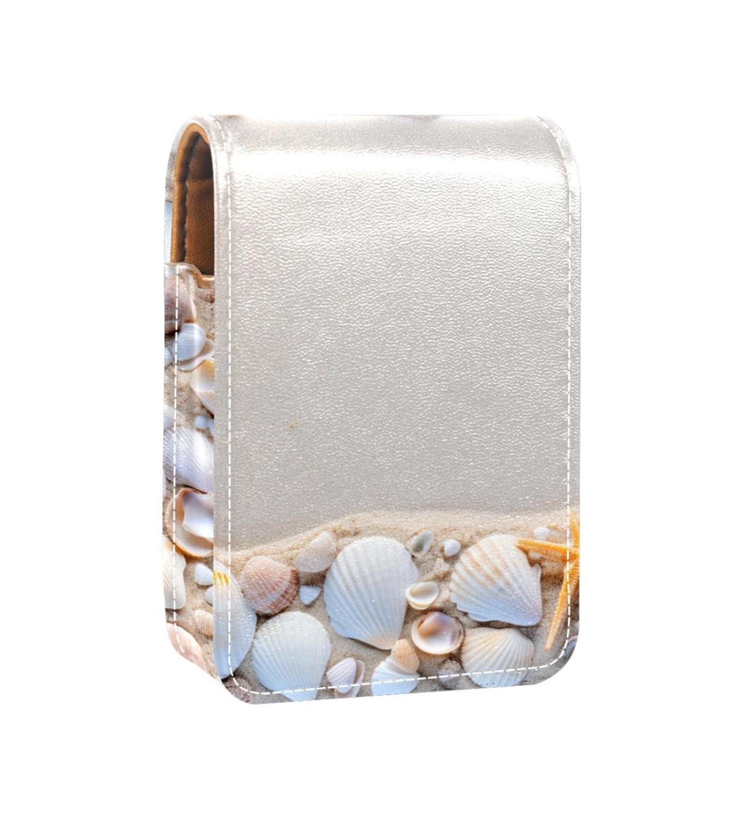 Travel Lipstick Organizer Case - Portable Makeup Bag with Mirror | Beach Shell Design | Ideal for International Shipping - Buy Online on GoSupps.com