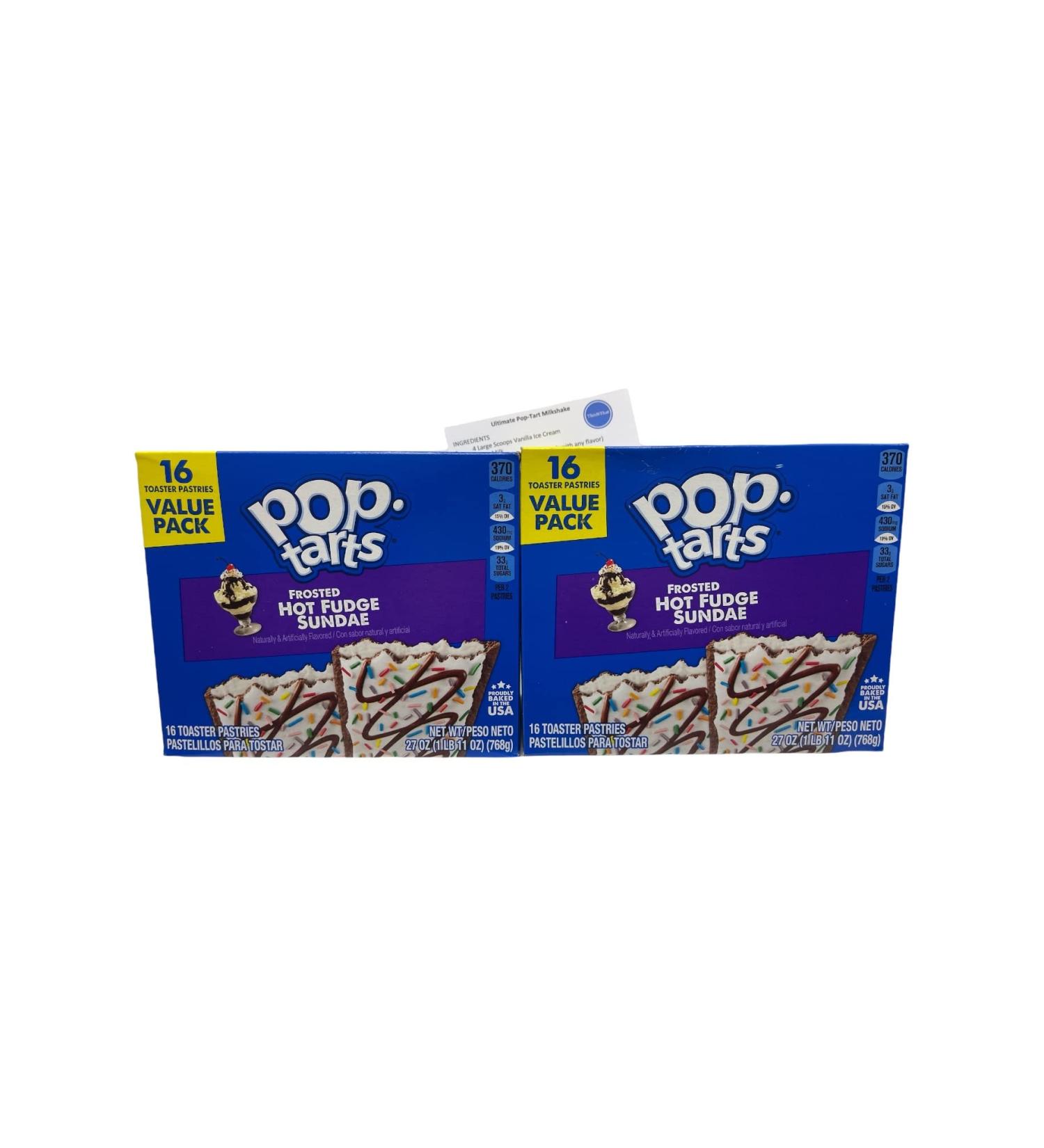 Pop-Tarts Toaster Pastries 16ct Value Pack Bundle: (2) Hot Fudge Sundae and ThisNThat Recipe Card (32 Total Pastries) - Buy Online on GoSupps.com
