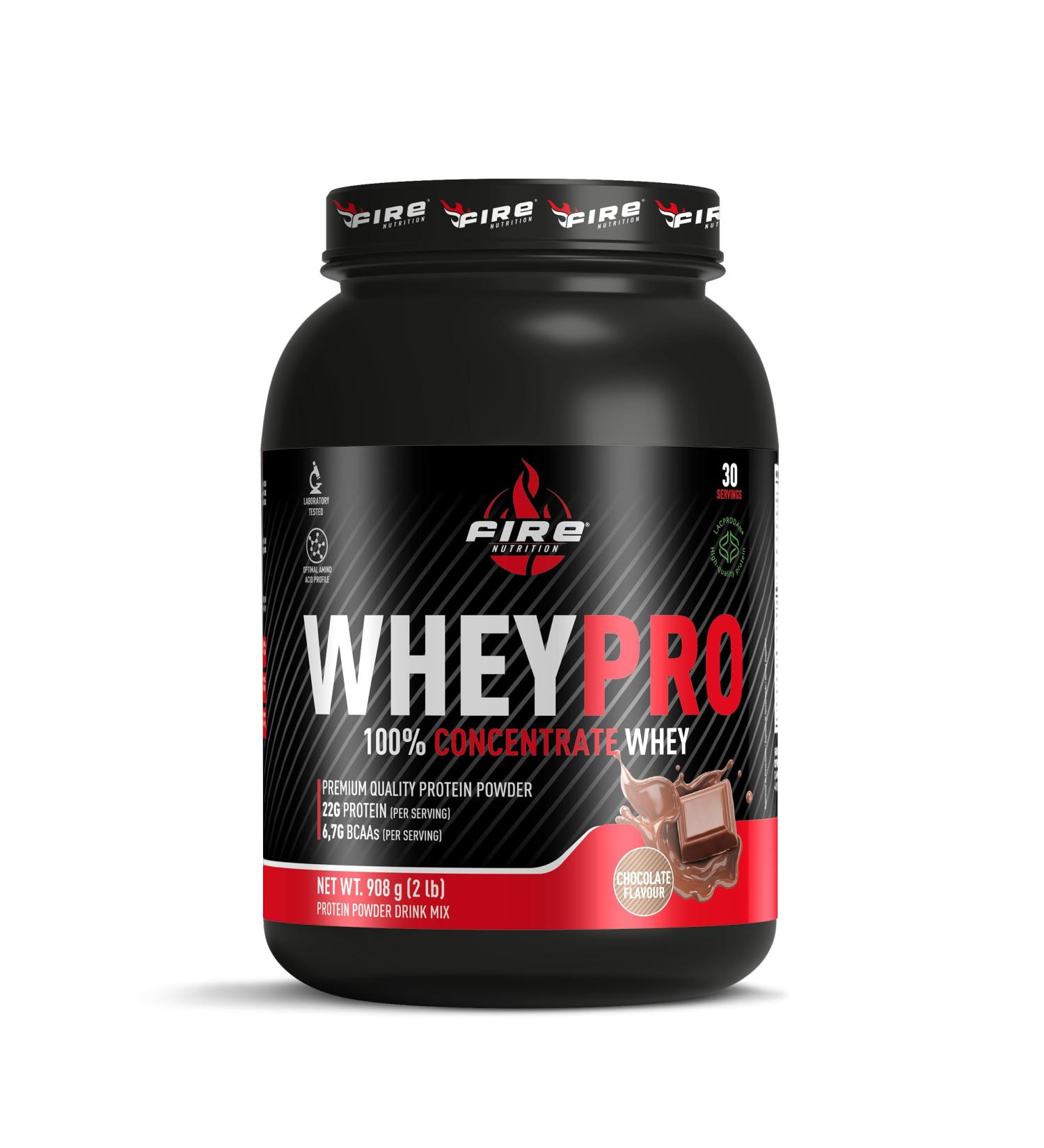 Fire Nutrition Whey PRO 908g (2 LB) Chocolate - 100% Whey Concentrate - 100% Whey Concentrate - Whey Protein - Whey Protein - Muscle Recovery