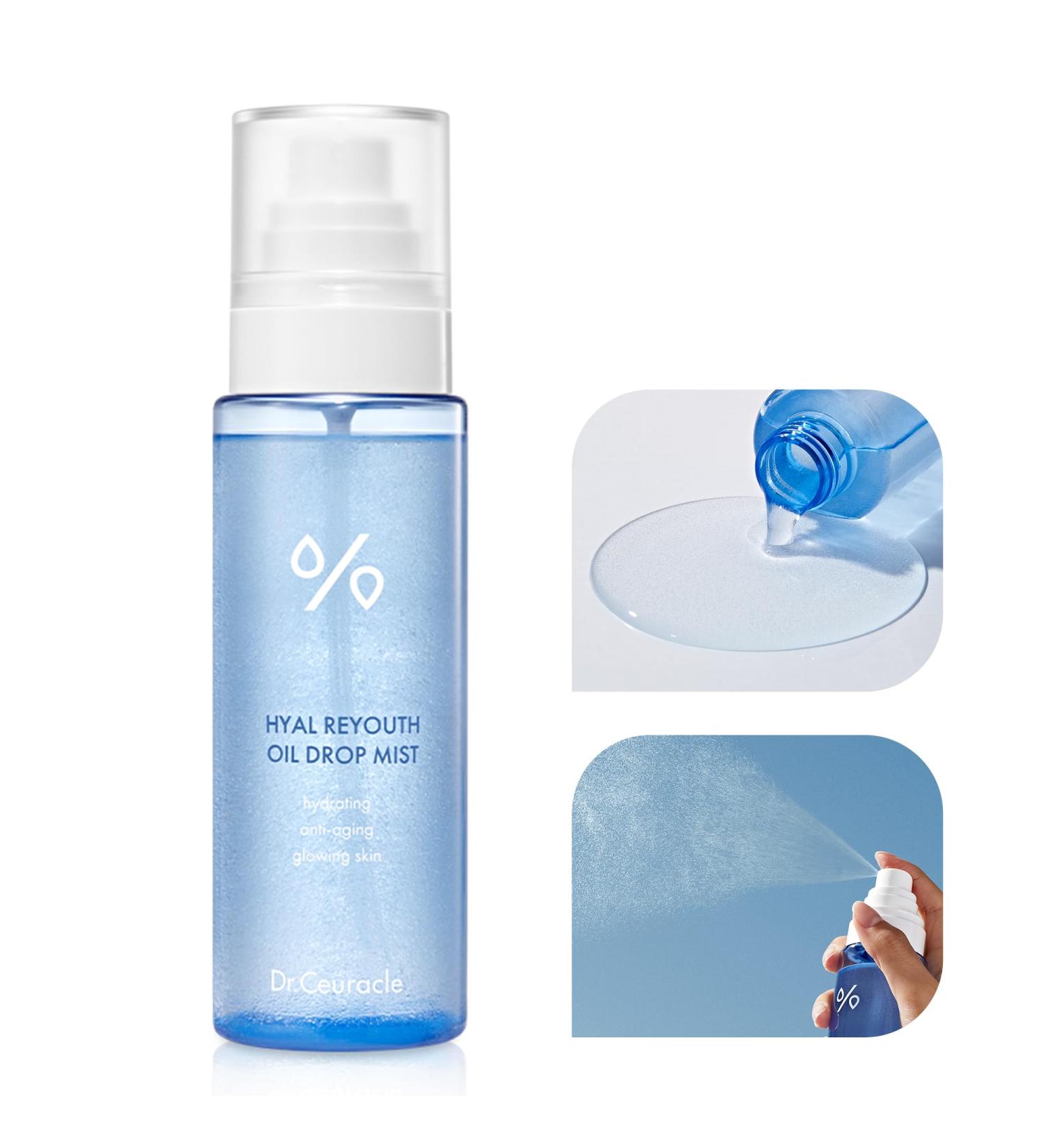 Dr.Ceuracle Hyal Reyouth Oil Drop Mist | Hydrating Serum Spray | Anti-Aging Facial Toner for Sensitive Skin | Plant-Based Squalane & Sugar Cane Extract | 4.22 Fl.oz - Buy Online on GoSupps.com