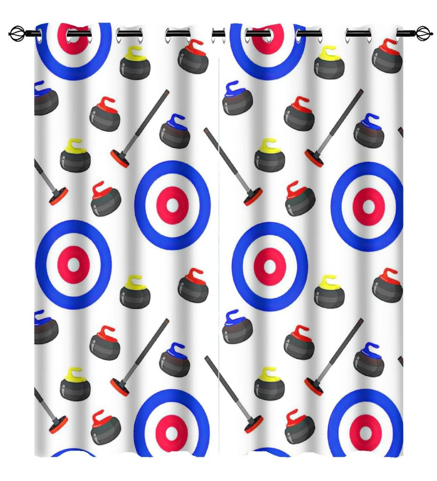 Shop Curling Curtains - Winter Sports Inspired Blackout Panels Thermal Insulated & Noise Reducing - 63" L x 27.5" W - International Shipping Available - Buy Online on GoSupps.com