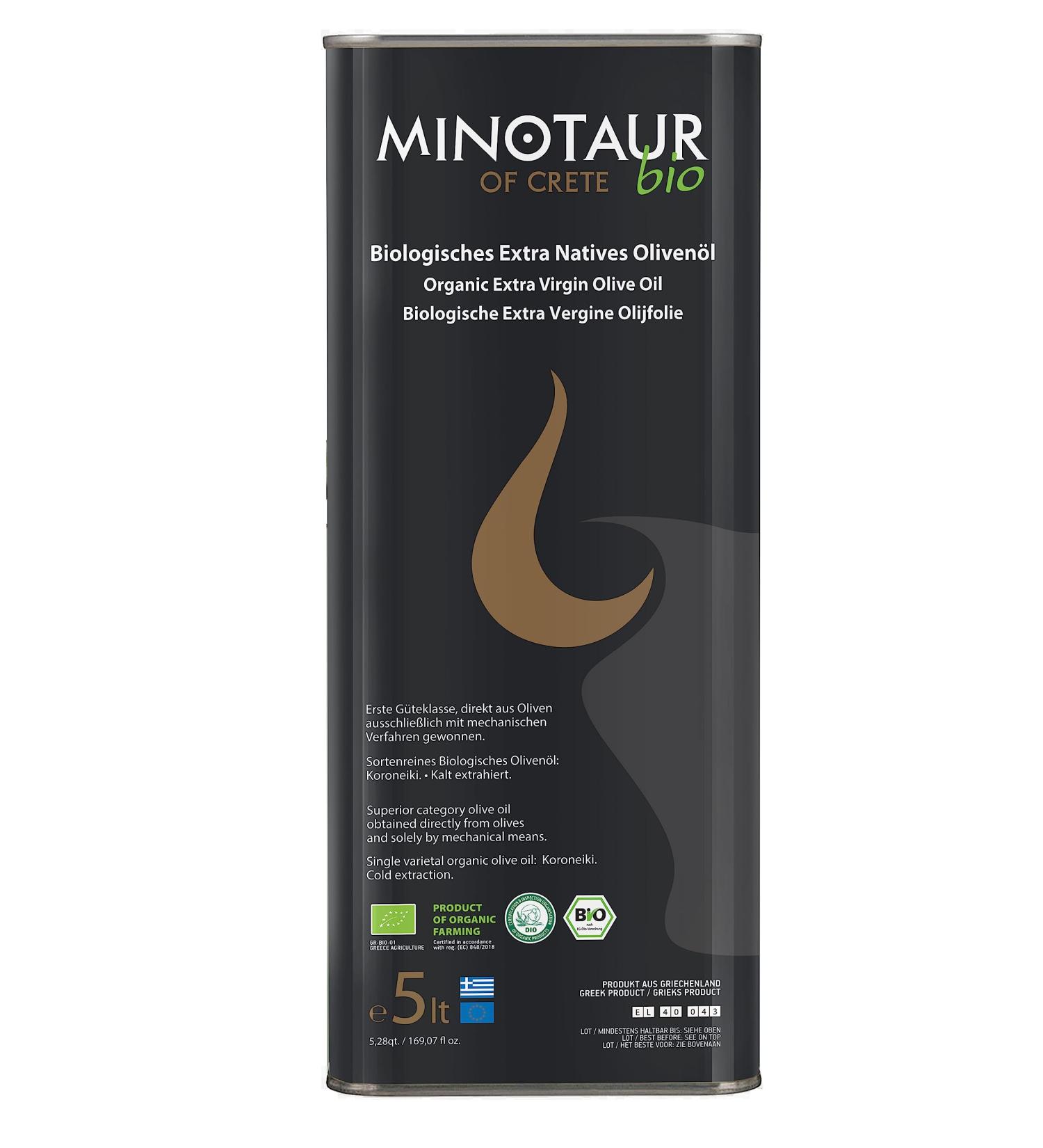 Minotaur of Crete | Premium ORGANIC Extra Virgin Olive Oil 5L | Cold Extracted | Authentic Cretan Flavor - Buy Online on GoSupps.com
