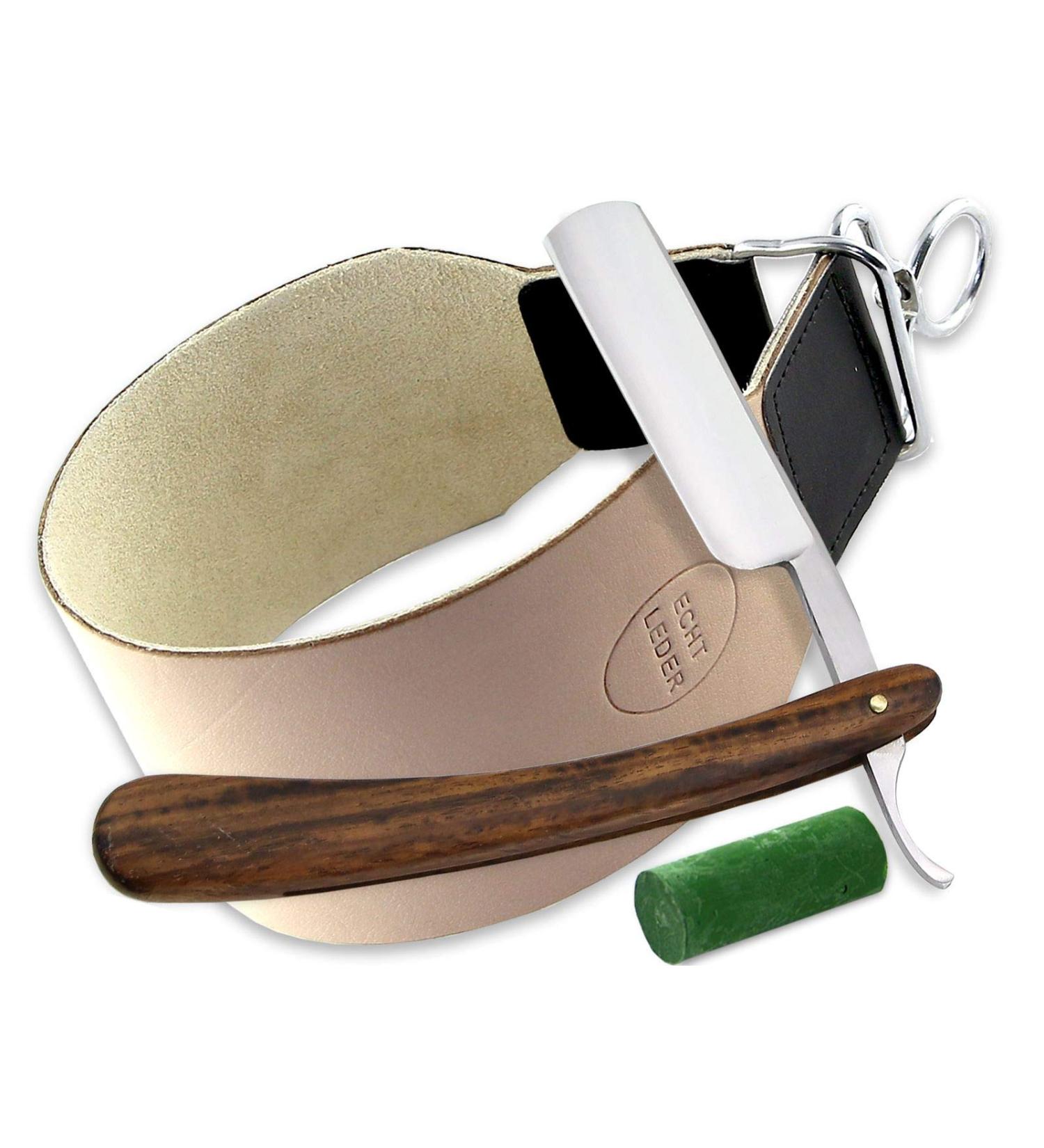 Buy Solingen Sharp Paste Razor Set - Extra Wide Leather String & Wood Handle | Quality Instruments from Germany - Buy Online on GoSupps.com