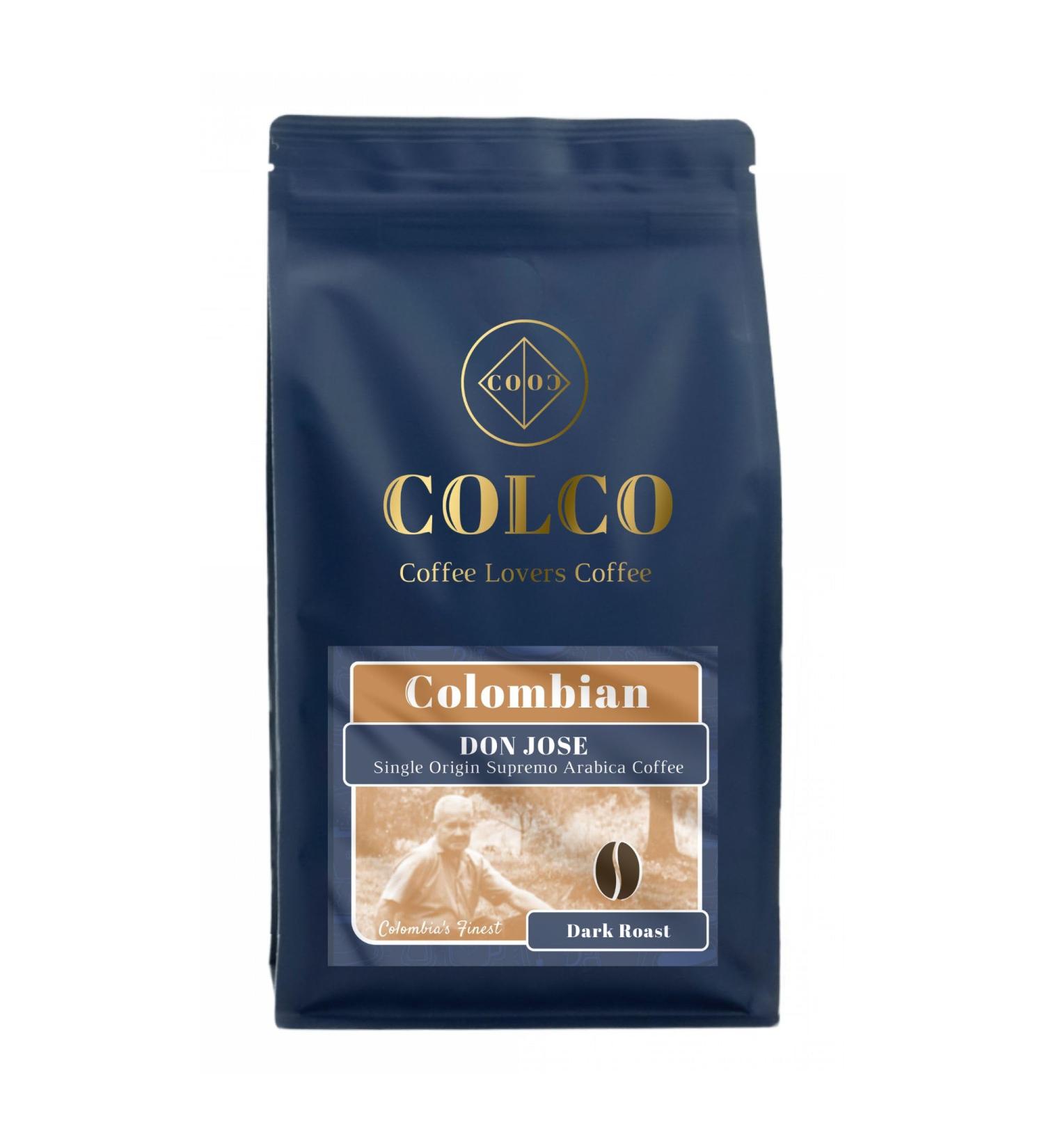 COLOMBIAN Speciality Coffee | Don Jose | The Perfect Espresso | Dark Roast | Single Origin Supremo Arabica Coffee Beans (1kg Resealable Bag) - Buy Online on GoSupps.com