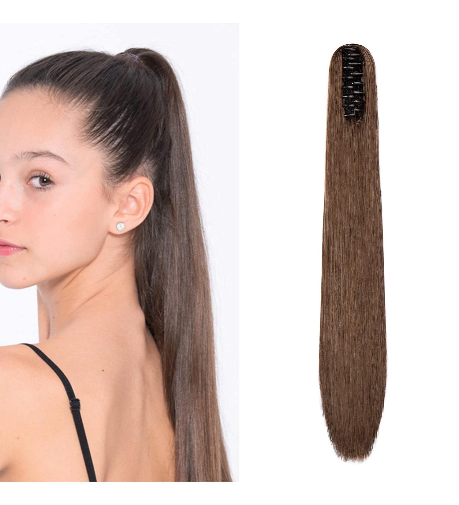 Cybelleza Clip-In Braid Hair Extensions | Long Voluminous Ponytail - Dark & Light Brown (55 cm) - Buy Online on GoSupps.com