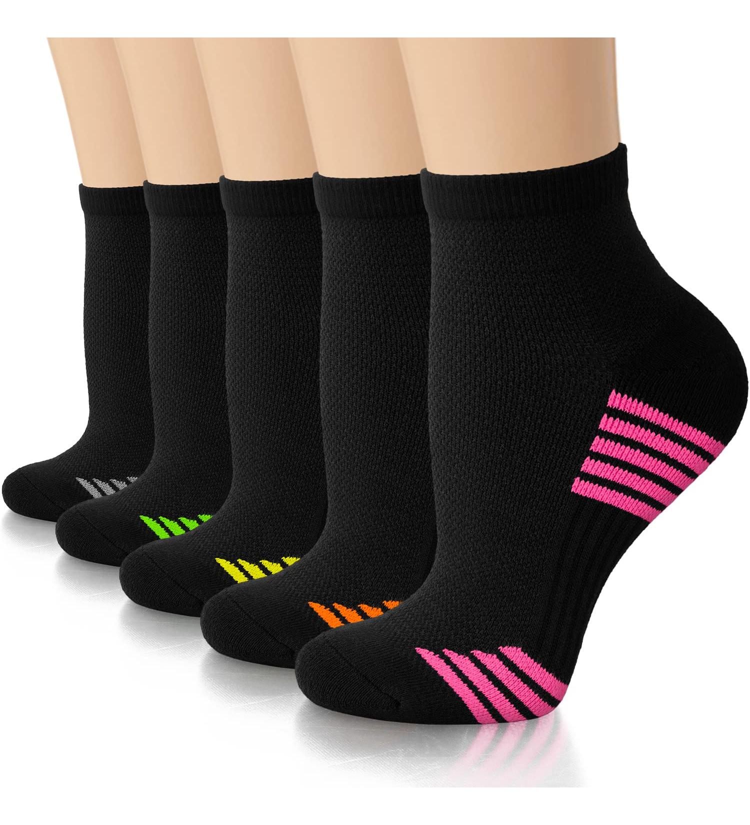 Copper Compression Socks 5 Pairs for Women & Men - Ankle Plantar Fasciitis Arch Support Running Socks - Black/Multicolour - Small-Medium - Buy Online on GoSupps.com