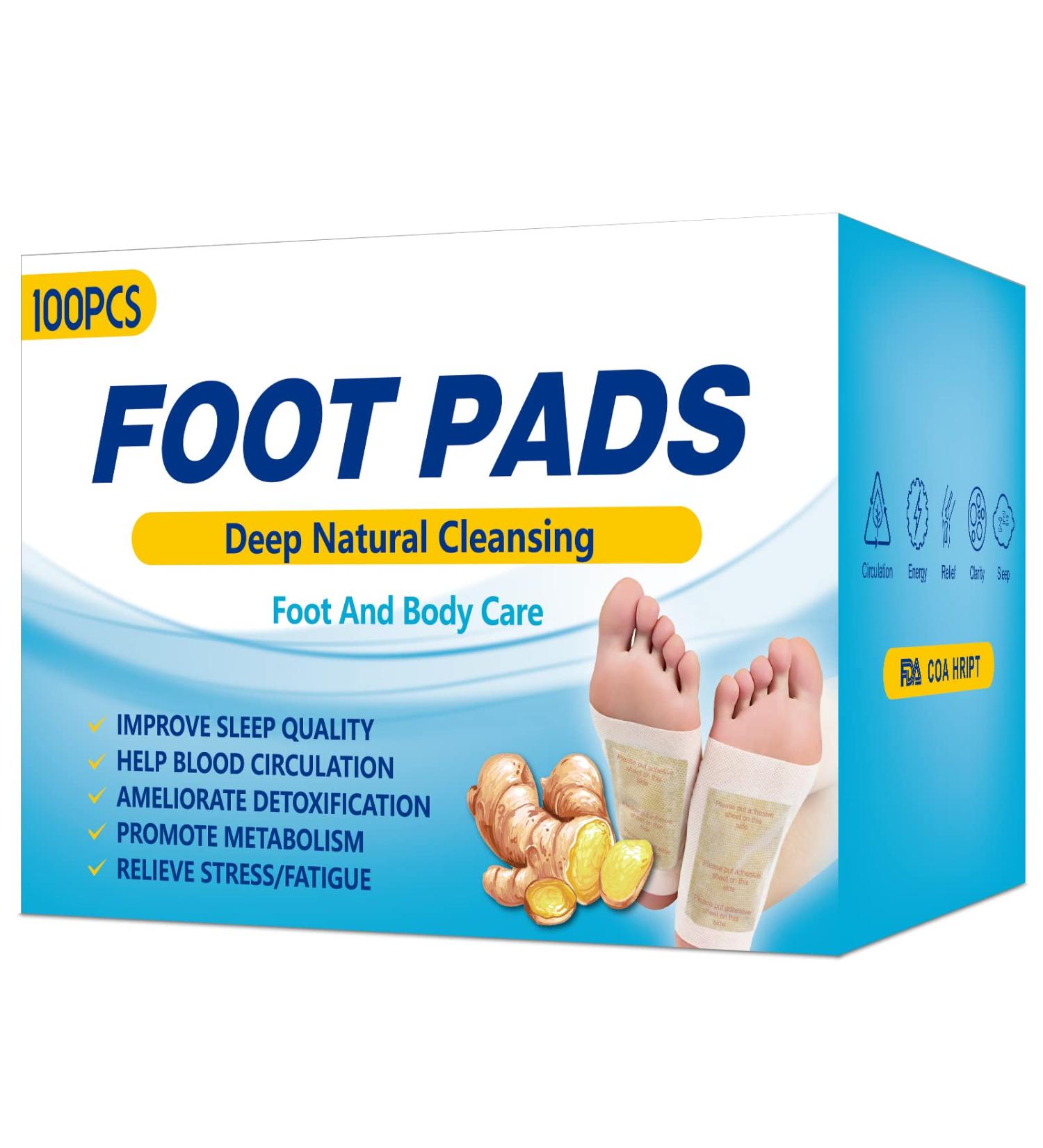 Ginger Foot Pads for Anti-Stress Relief and Improved Sleep | 100 Pads with Adhesive Sheets for Deep Cleansing and Foot Care - Buy Online on GoSupps.com