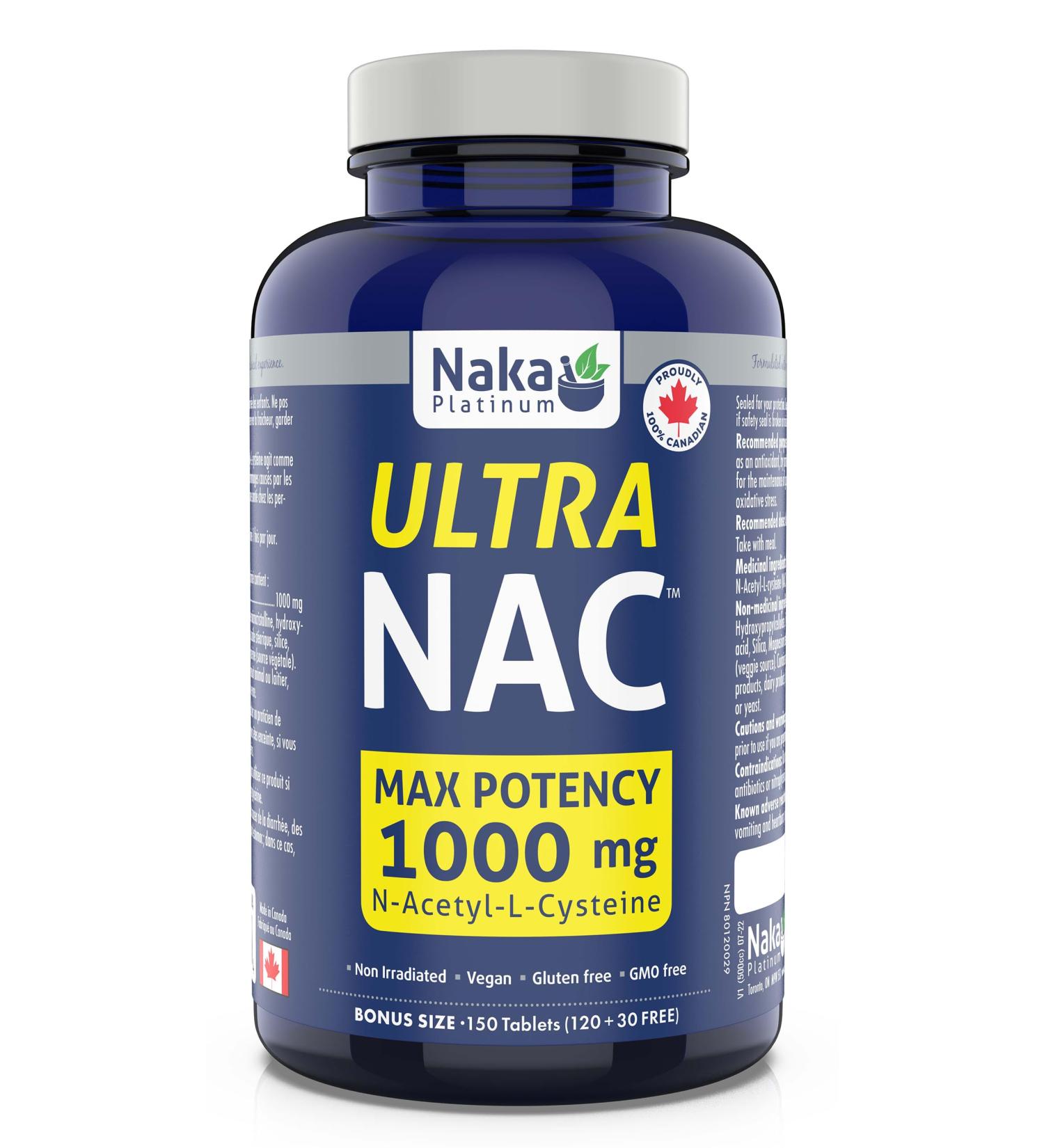  Naka Platinum Ultra NAC Max potency 1000mg (N-Acetyl-L-Cysteine) Made in Canada (150 Count (Pack of 1)) - Buy Online on GoSupps.com