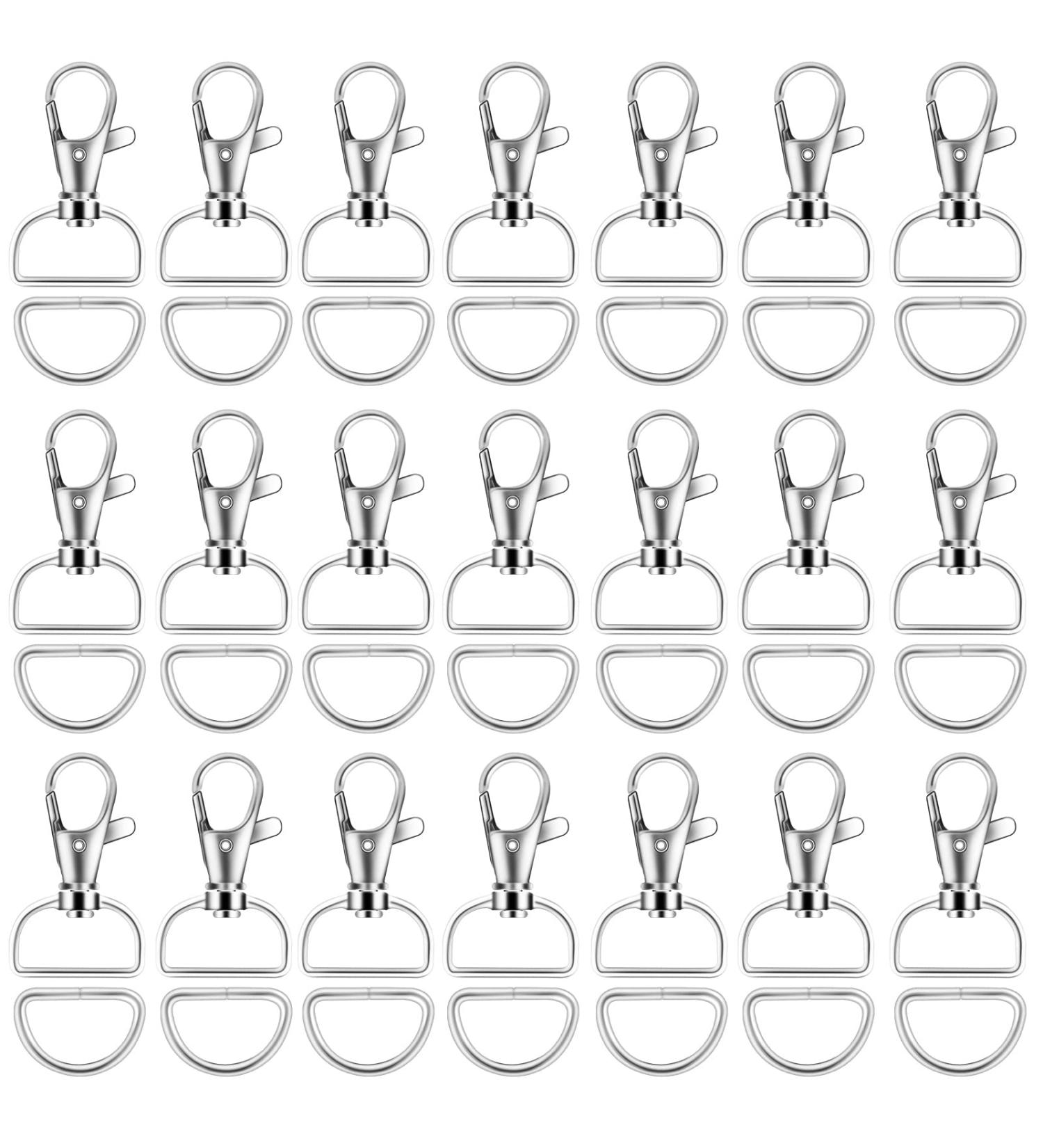 100PCS Premium Swivel Snap Hooks and D Rings  Swivel Snap Hooks for Keychain and Sewing Project(3/4"Inside Width) Silver - Buy Online on GoSupps.com
